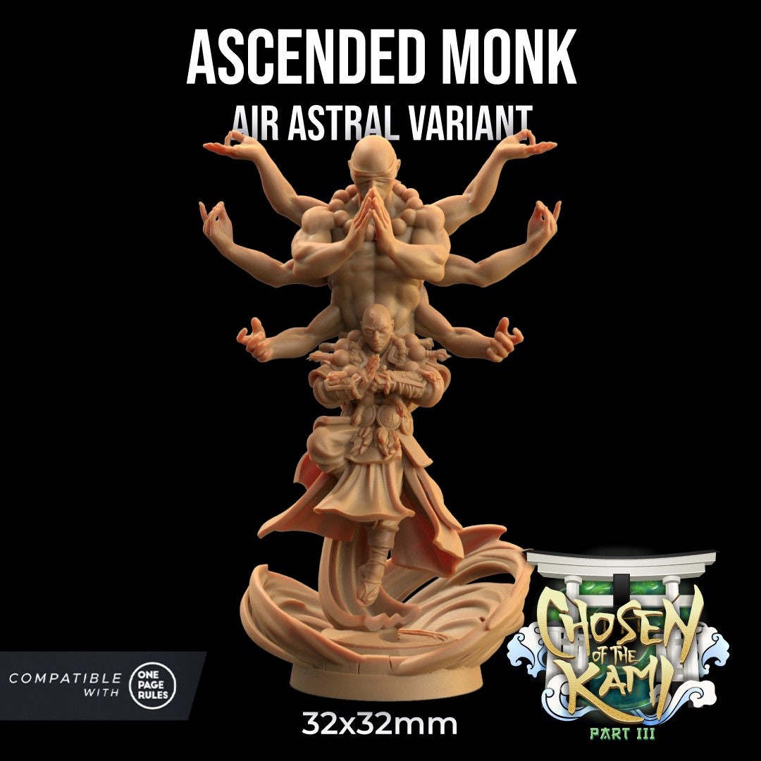 Ascended Monks Set | Dragon Trappers Lodge | Chosen Of The Kami | 32mm Scale Resin Printed Tabletop RPG Figure For DND