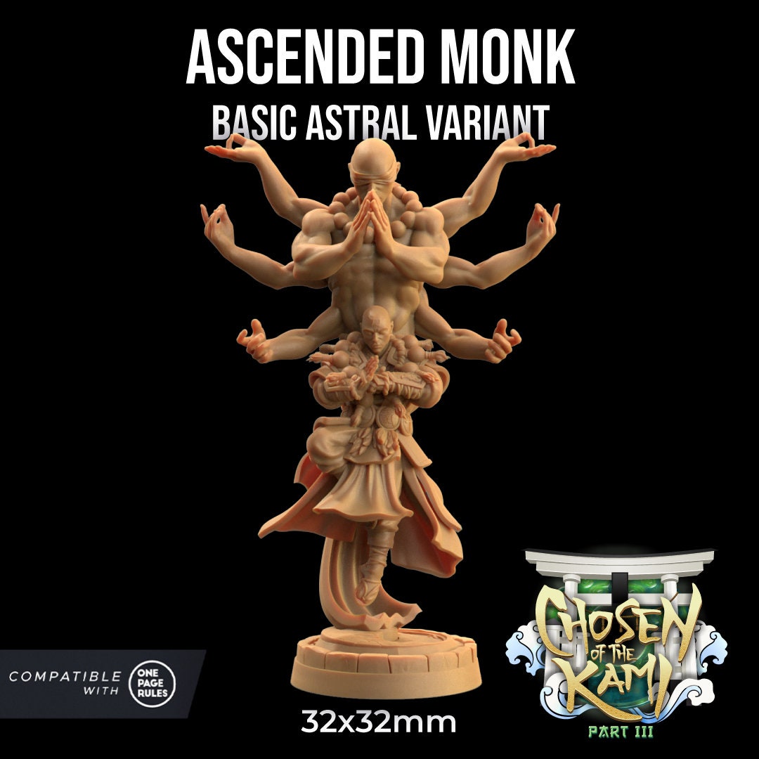 Ascended Monks Set | Dragon Trappers Lodge | Chosen Of The Kami | 32mm Scale Resin Printed Tabletop RPG Figure For DND