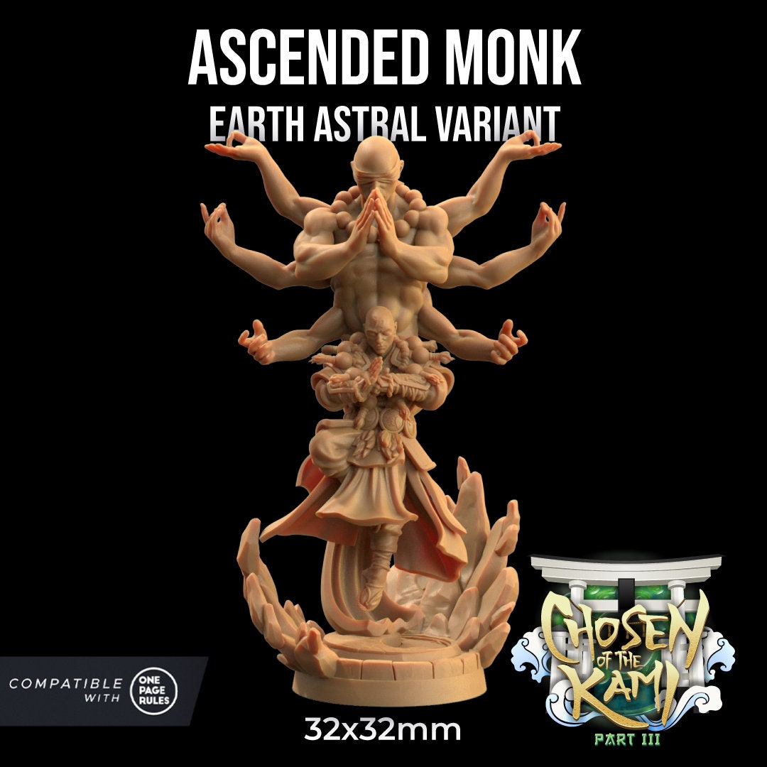Ascended Monks Set | Dragon Trappers Lodge | Chosen Of The Kami | 32mm Scale Resin Printed Tabletop RPG Figure For DND