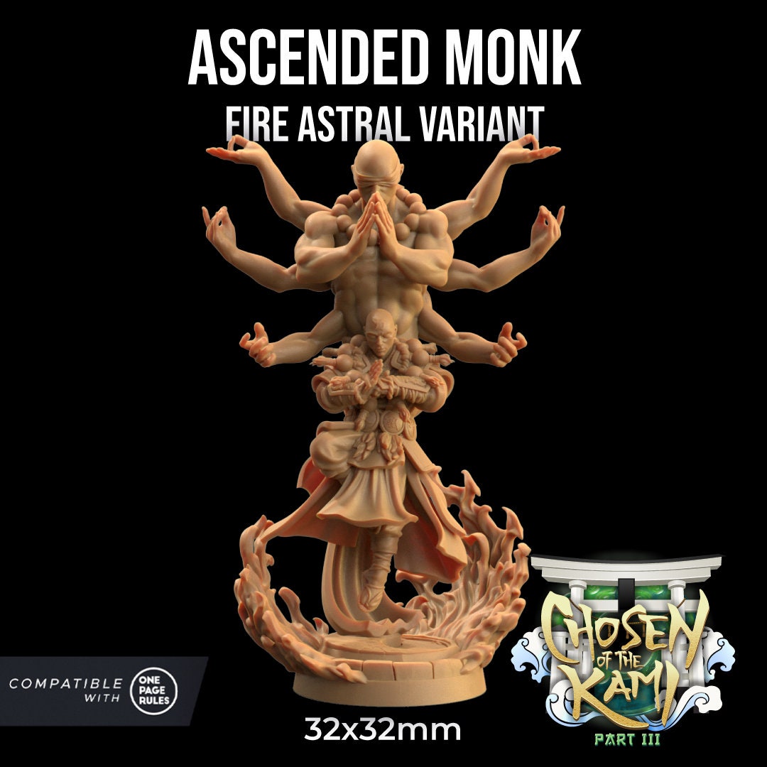 Ascended Monks Set | Dragon Trappers Lodge | Chosen Of The Kami | 32mm Scale Resin Printed Tabletop RPG Figure For DND