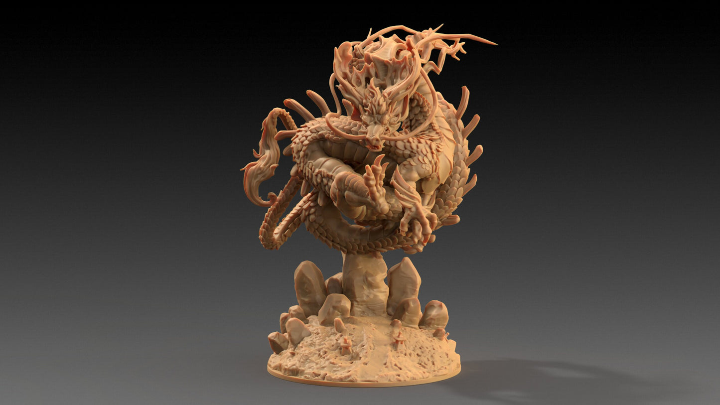 Large River Dragon | Dragon Trappers Lodge | Chosen Of The Kami | 32mm Scale Resin Printed Tabletop RPG Figure For DND