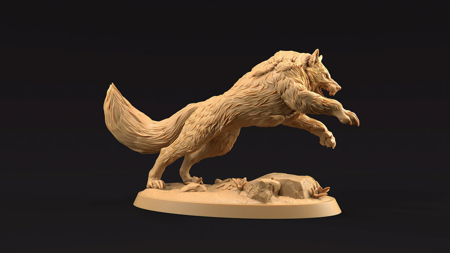 Moonborn Wolves Set | Dragon Trappers Lodge | The Moon Enclave | 32mm Scale Resin Printed Tabletop RPG Figure For DND