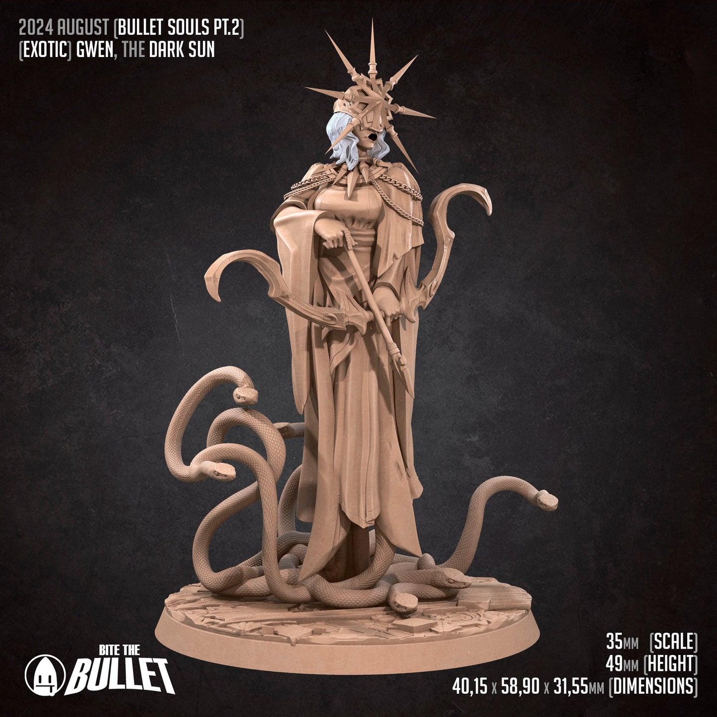 Gwen The Dark Sun | NSFW Option | Bite The Bullet | 35mm Scale | Resin Printed Tabletop RPG Miniature Figures | DND | 5E