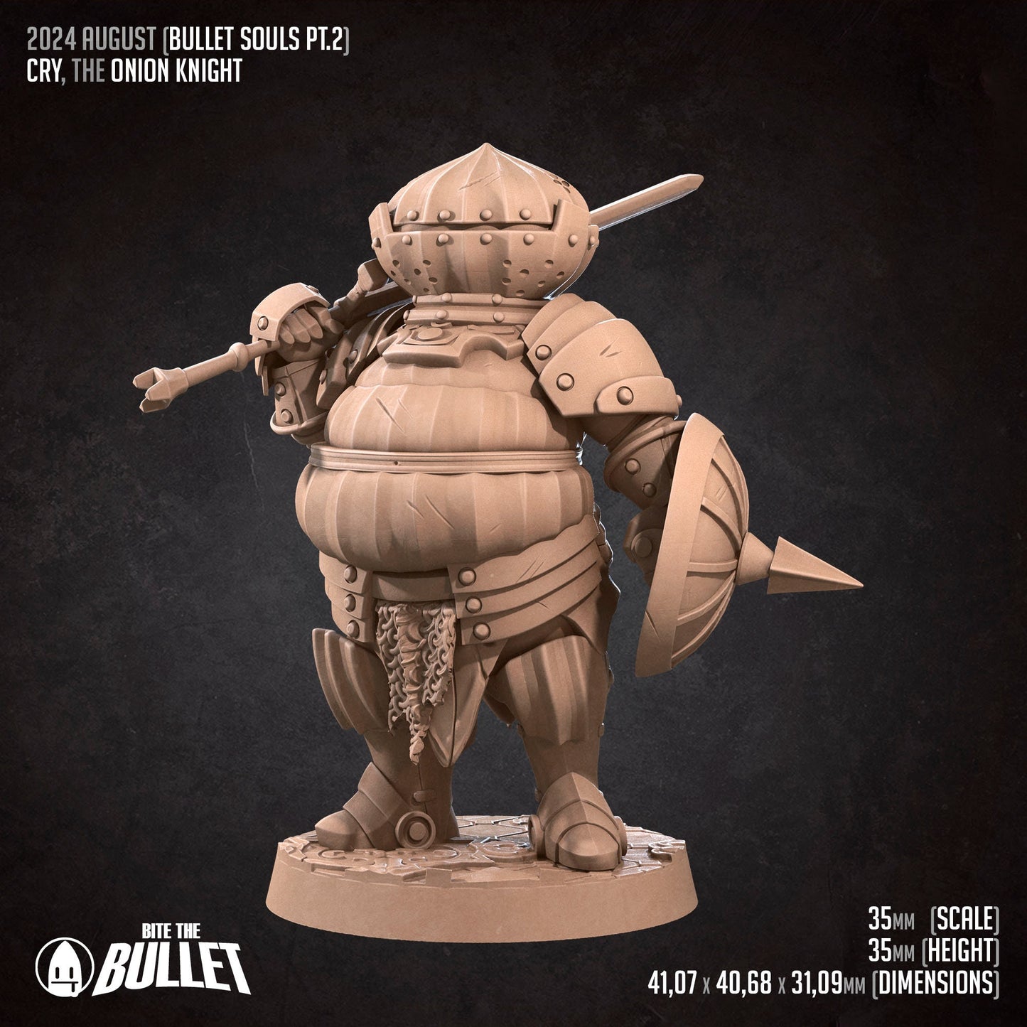 Cry The Onion Knight | Bite The Bullet | 35mm Scale | Resin Printed Tabletop RPG Miniature Figures | DND | 5E