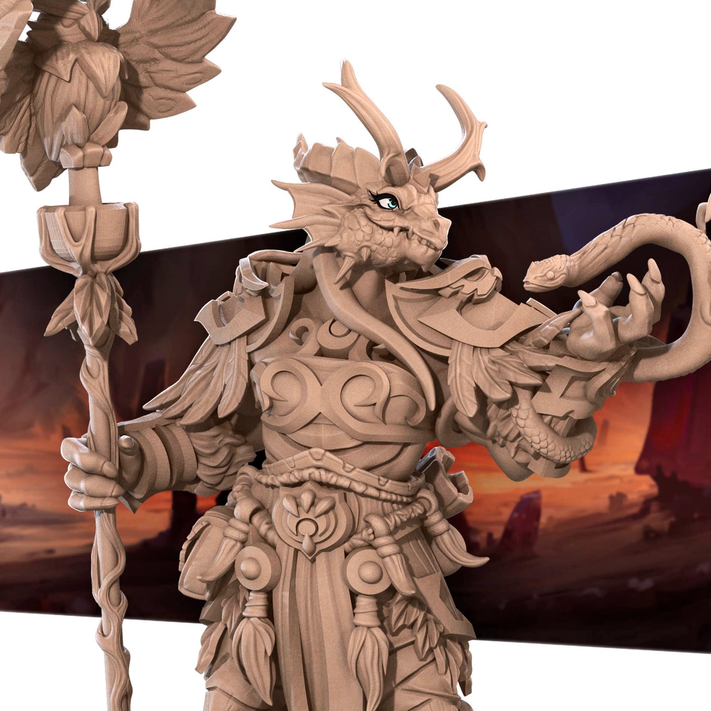 Dragonborn Druid | Bite The Bullet | 35mm Scale | Resin Printed Tabletop RPG Miniature Figures | DND | 5E