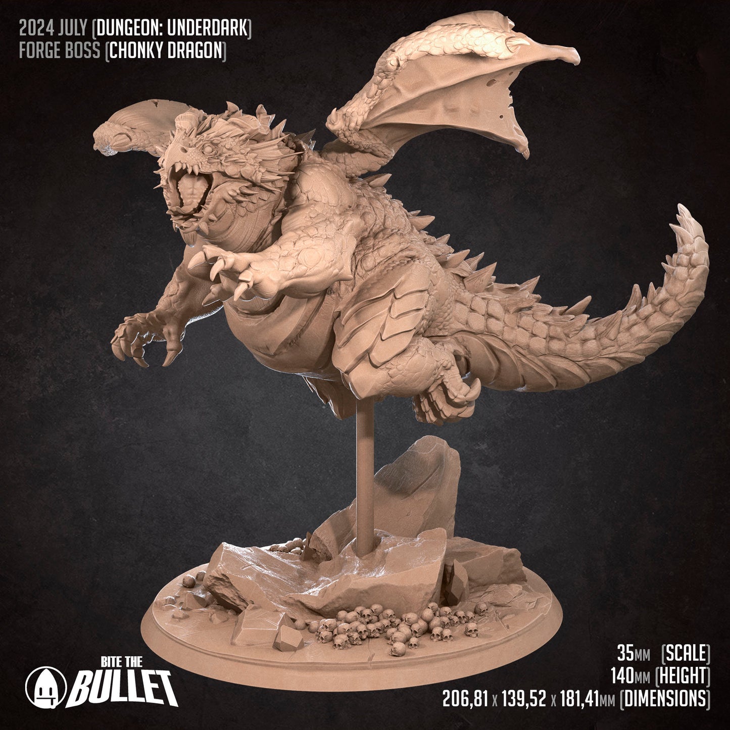 Forge The Chonky Dragon | Bite The Bullet | 35mm Scale | Resin Printed Tabletop RPG Miniature Figures | DND | 5E