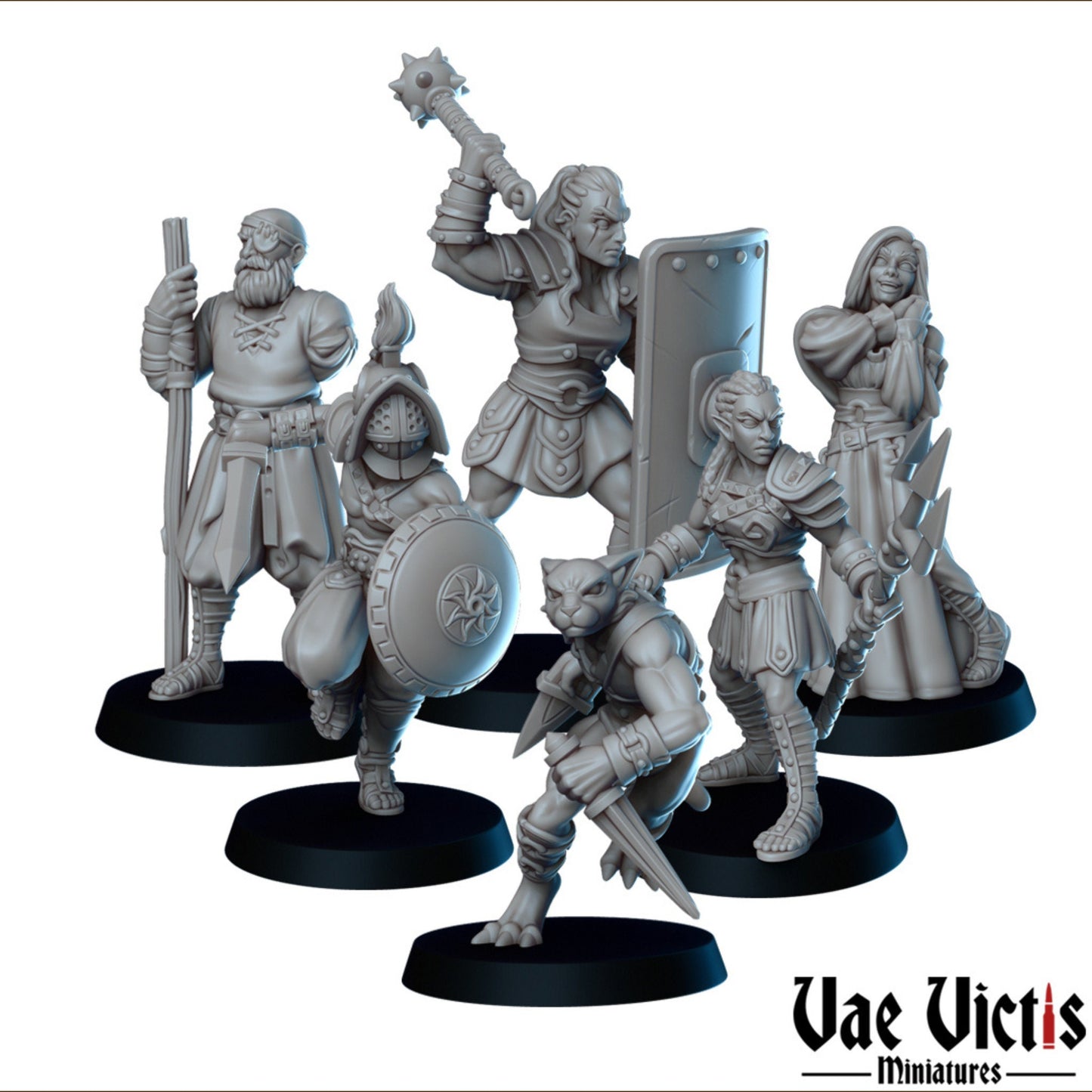 Gladiator Set | Vae Victis Miniatures | 32mm Scale Resin Printed Tabletop RPG Figures for Tabletop Roleplaying or Wargaming