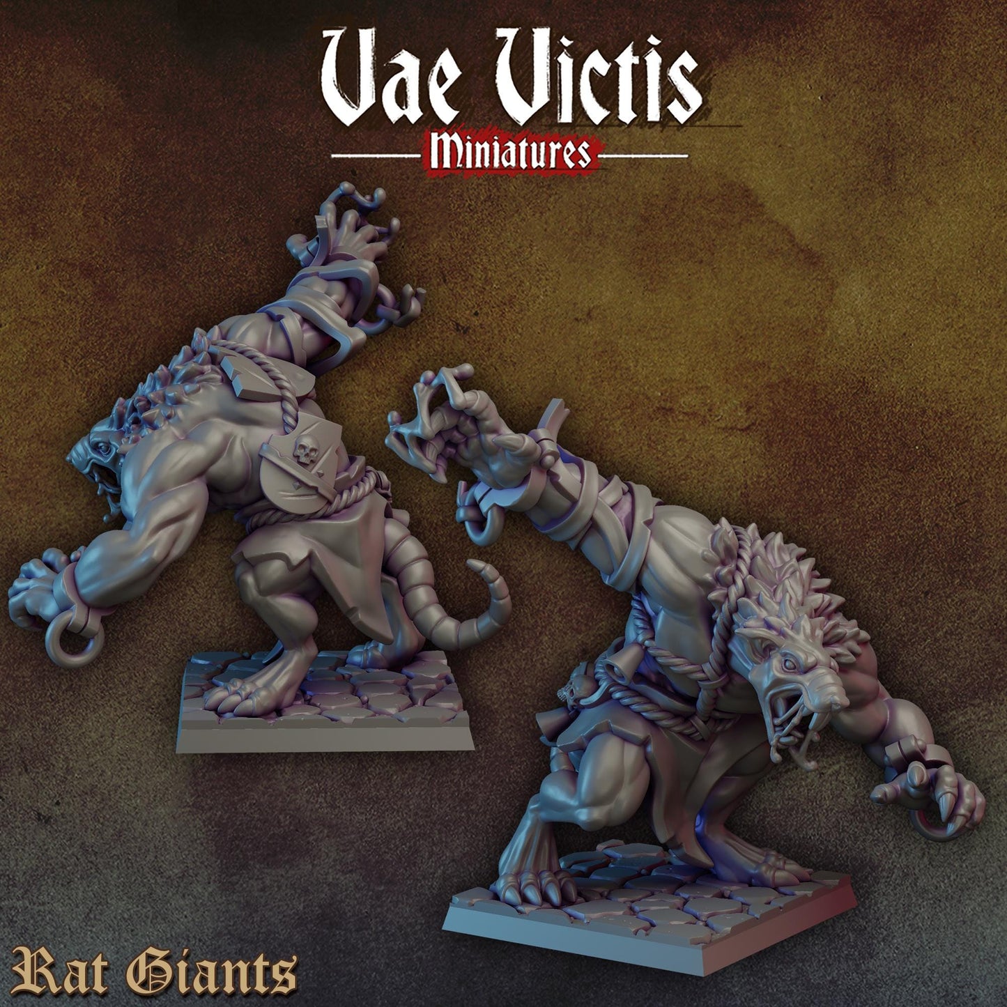 Mutated Ogre Rats Set | Vae Victis Miniatures | 32mm Scale Resin Printed Tabletop RPG Figures | DND | 5E