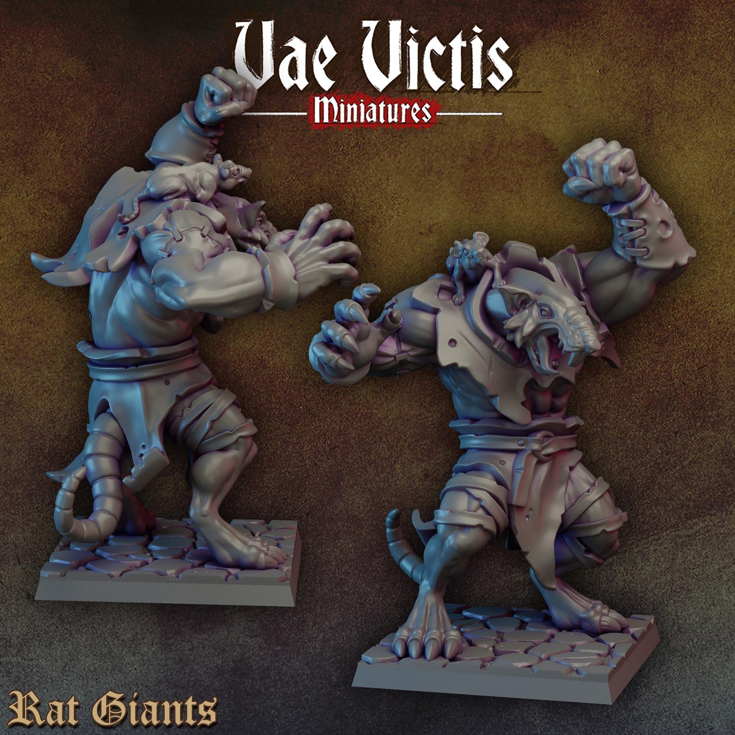 Mutated Ogre Rats Set | Vae Victis Miniatures | 32mm Scale Resin Printed Tabletop RPG Figures | DND | 5E