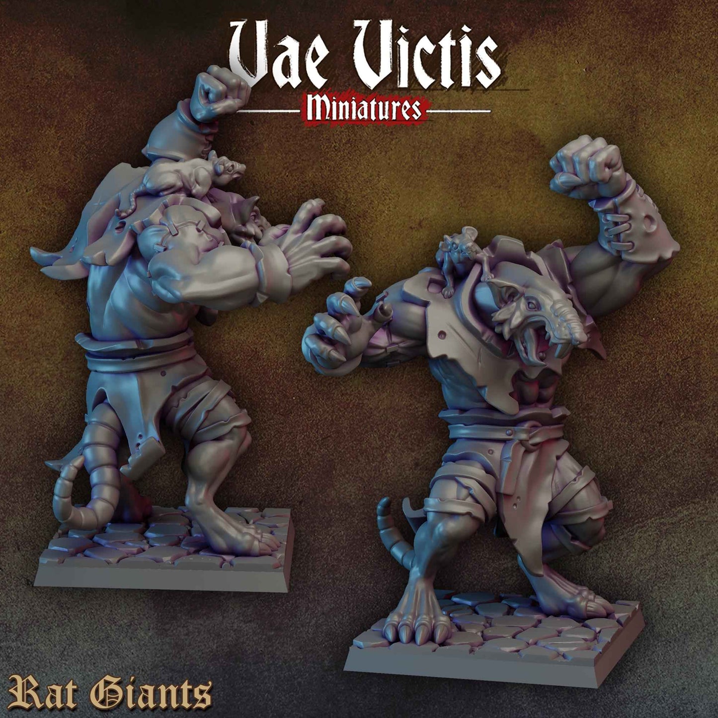 Mutated Ogre Rats Set | Vae Victis Miniatures | 32mm Scale Resin Printed Tabletop RPG Figures | DND | 5E