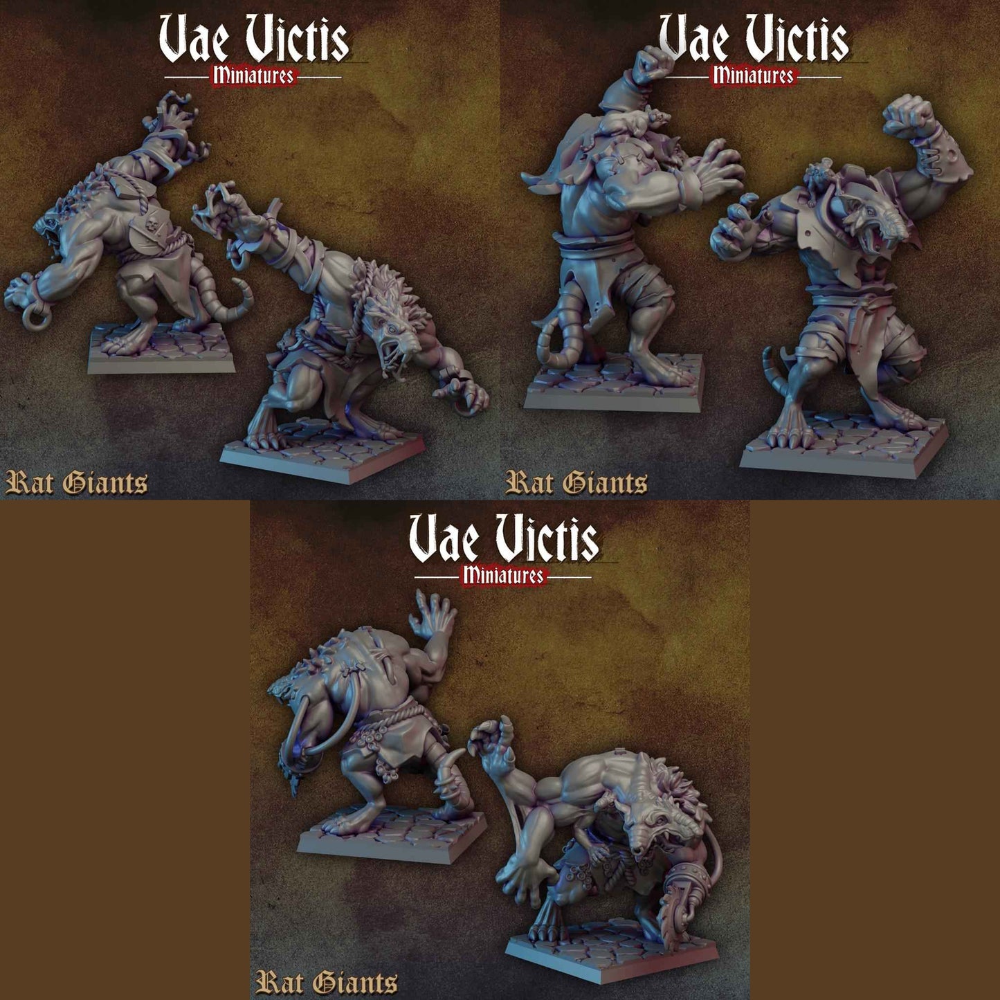 Mutated Ogre Rats Set | Vae Victis Miniatures | 32mm Scale Resin Printed Tabletop RPG Figures | DND | 5E