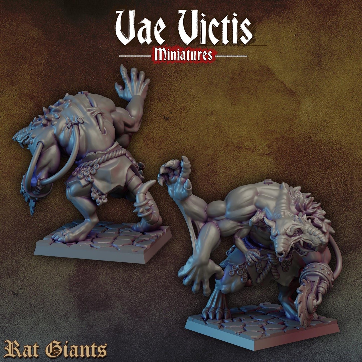 Mutated Ogre Rats Set | Vae Victis Miniatures | 32mm Scale Resin Printed Tabletop RPG Figures | DND | 5E