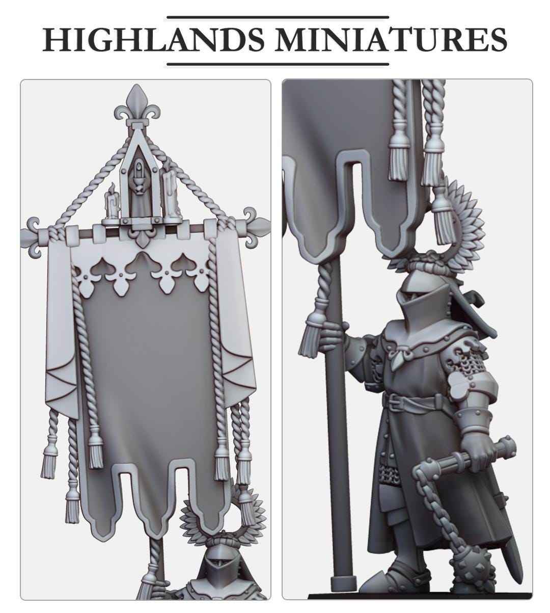 Gallia Battle Standard Bearer | Gallia | Highland Miniatures | 32mm Scale Resin Tabletop RPG Figures for Roleplaying and Wargaming