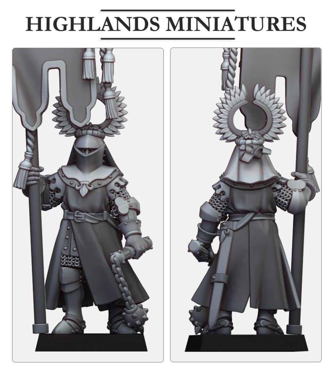 Gallia Battle Standard Bearer | Gallia | Highland Miniatures | 32mm Scale Resin Tabletop RPG Figures for Roleplaying and Wargaming