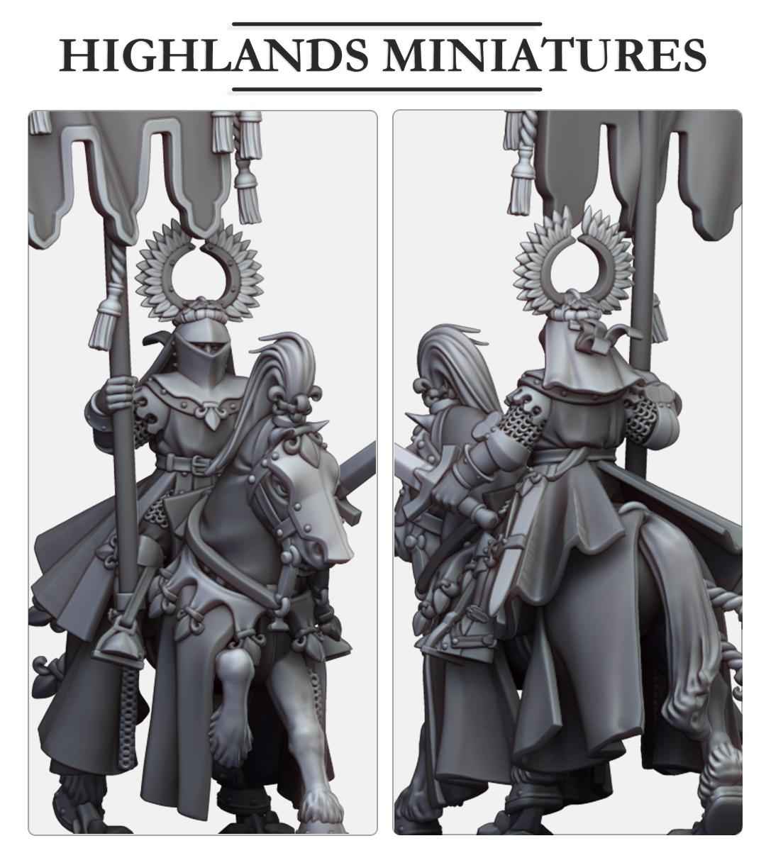 Gallia Battle Standard Bearer | Gallia | Highland Miniatures | 32mm Scale Resin Tabletop RPG Figures for Roleplaying and Wargaming