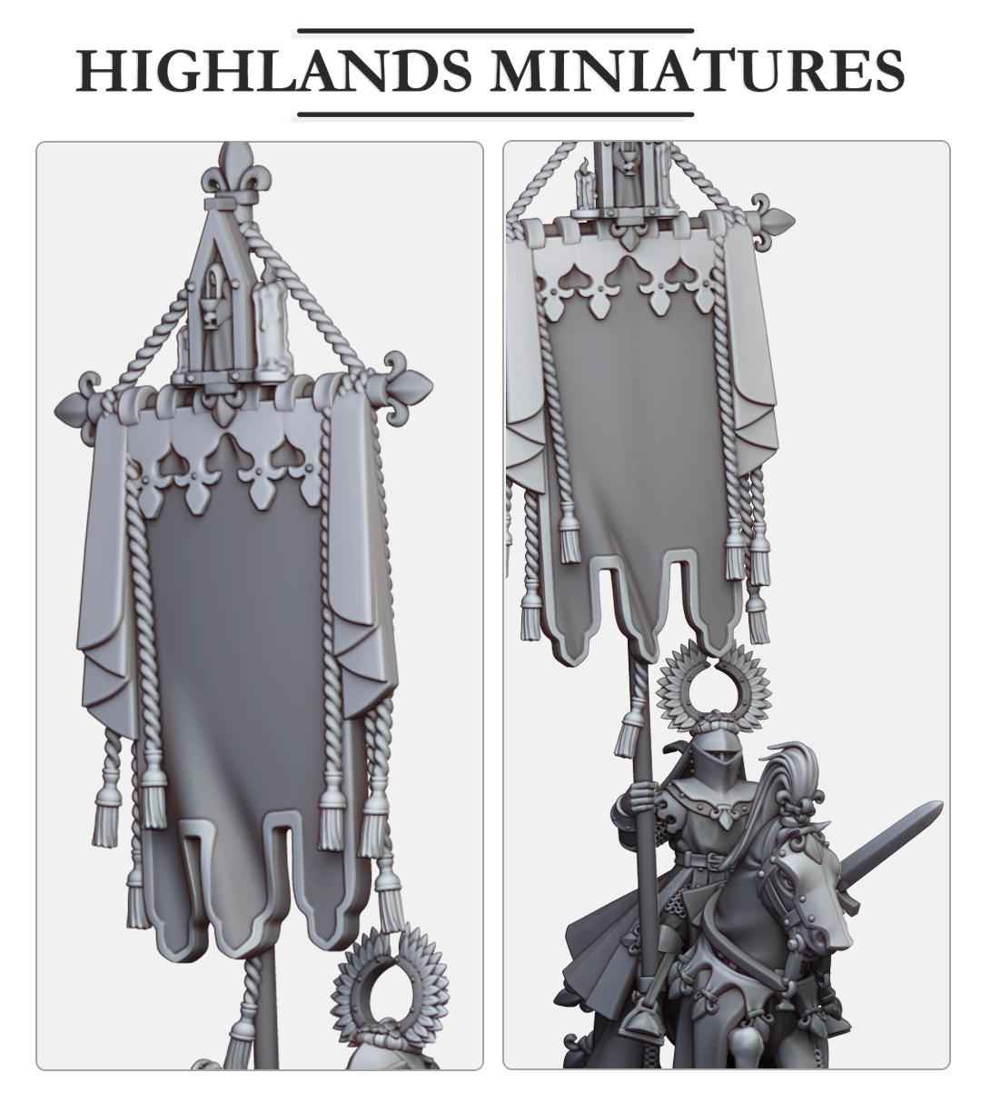 Gallia Battle Standard Bearer | Gallia | Highland Miniatures | 32mm Scale Resin Tabletop RPG Figures for Roleplaying and Wargaming