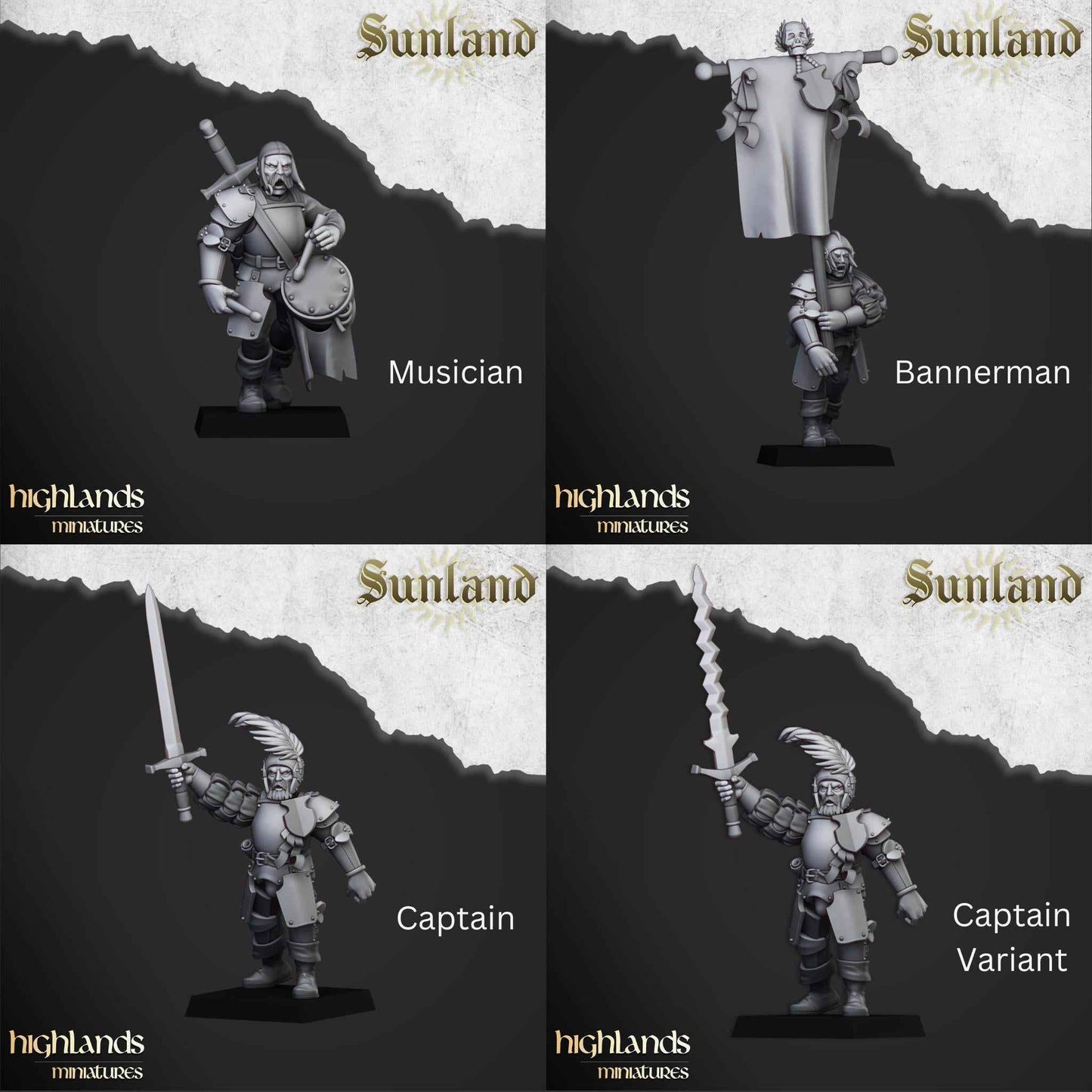 Sunland Landsknechts | Sunland | Highland Miniatures | 32mm Scale Resin Tabletop RPG Figures for Roleplaying and Wargaming