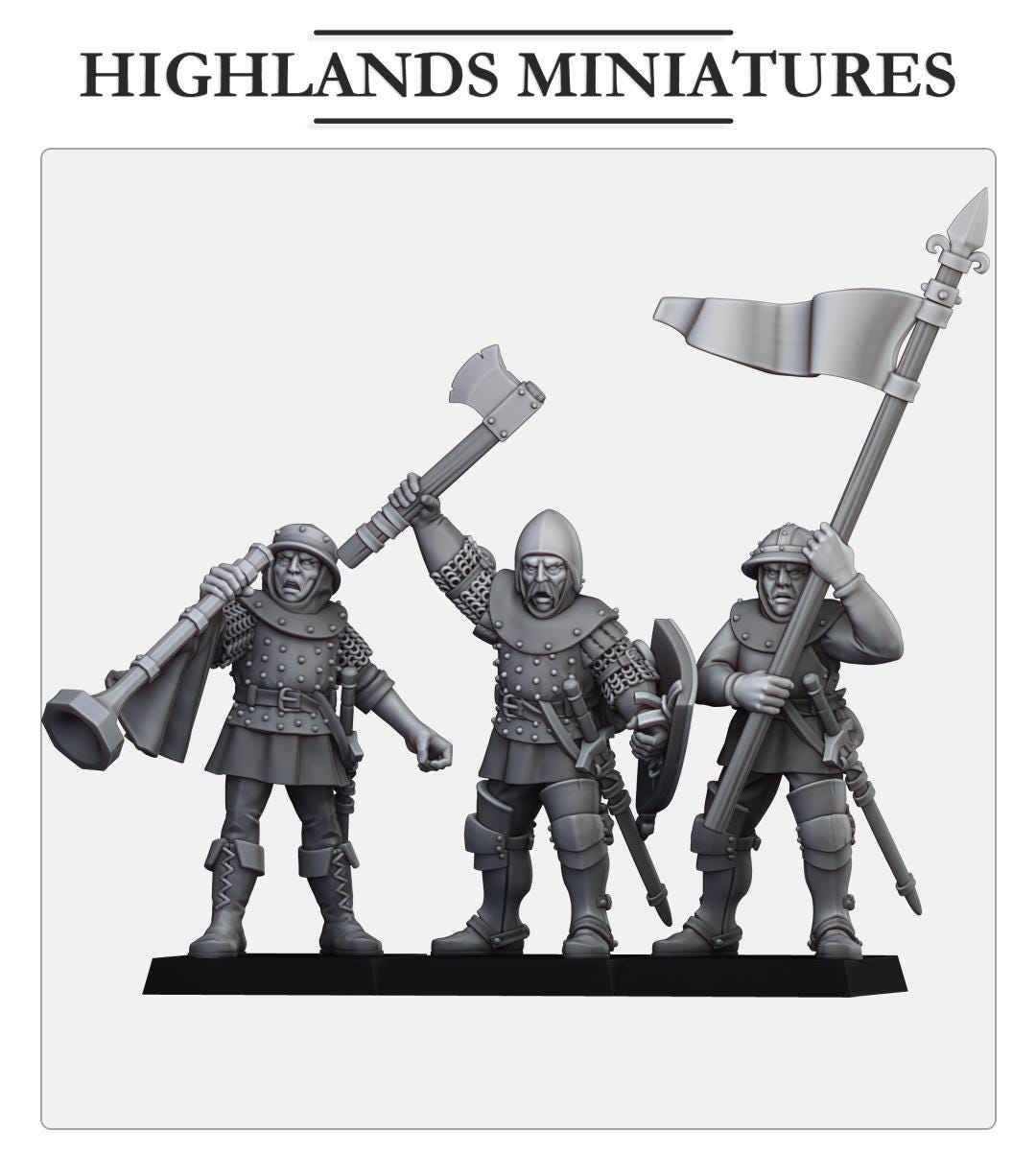 Gallia Shooters Command Group | Gallia | Highland Miniatures | 32mm Scale Resin Tabletop RPG Figures for Roleplaying and Wargaming