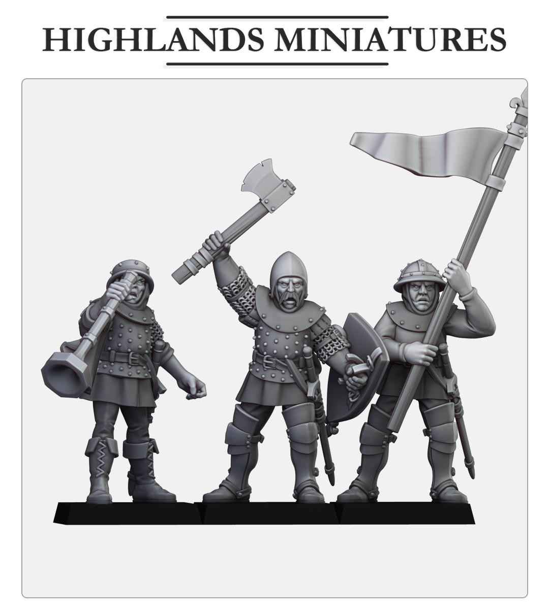 Gallia Shooters Command Group | Gallia | Highland Miniatures | 32mm Scale Resin Tabletop RPG Figures for Roleplaying and Wargaming