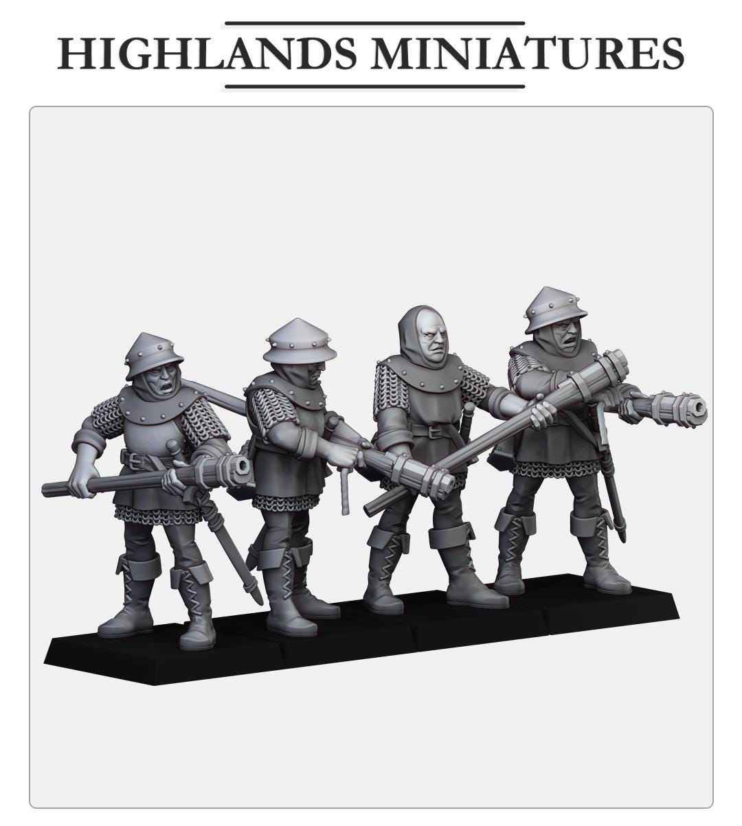 Gallia Shooters Handgunners | Gallia | Highland Miniatures | 32mm Scale Resin Tabletop RPG Figures for Roleplaying and Wargaming