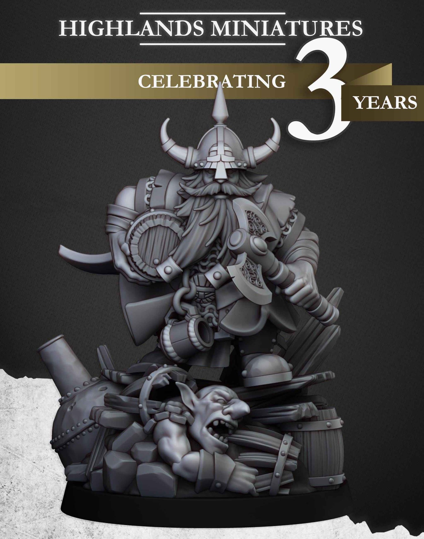 Dwarf Brewmaster | Sons of Ymir | Highland Miniatures | 32mm Scale Resin Tabletop RPG Figures for Roleplaying and Wargaming