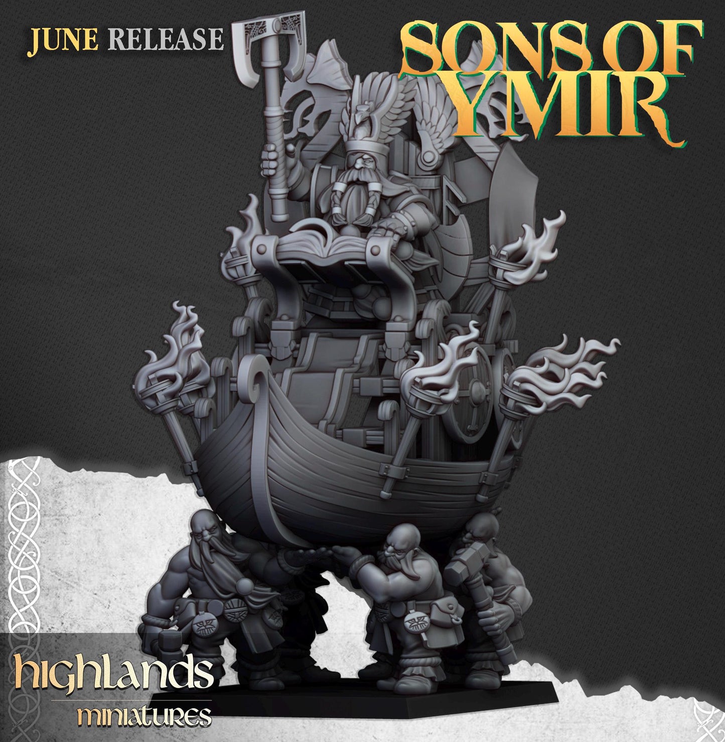 Dwarf King On Throne | Sons of Ymir | Highland Miniatures | 32mm Scale Resin Tabletop RPG Figures for Roleplaying and Wargaming