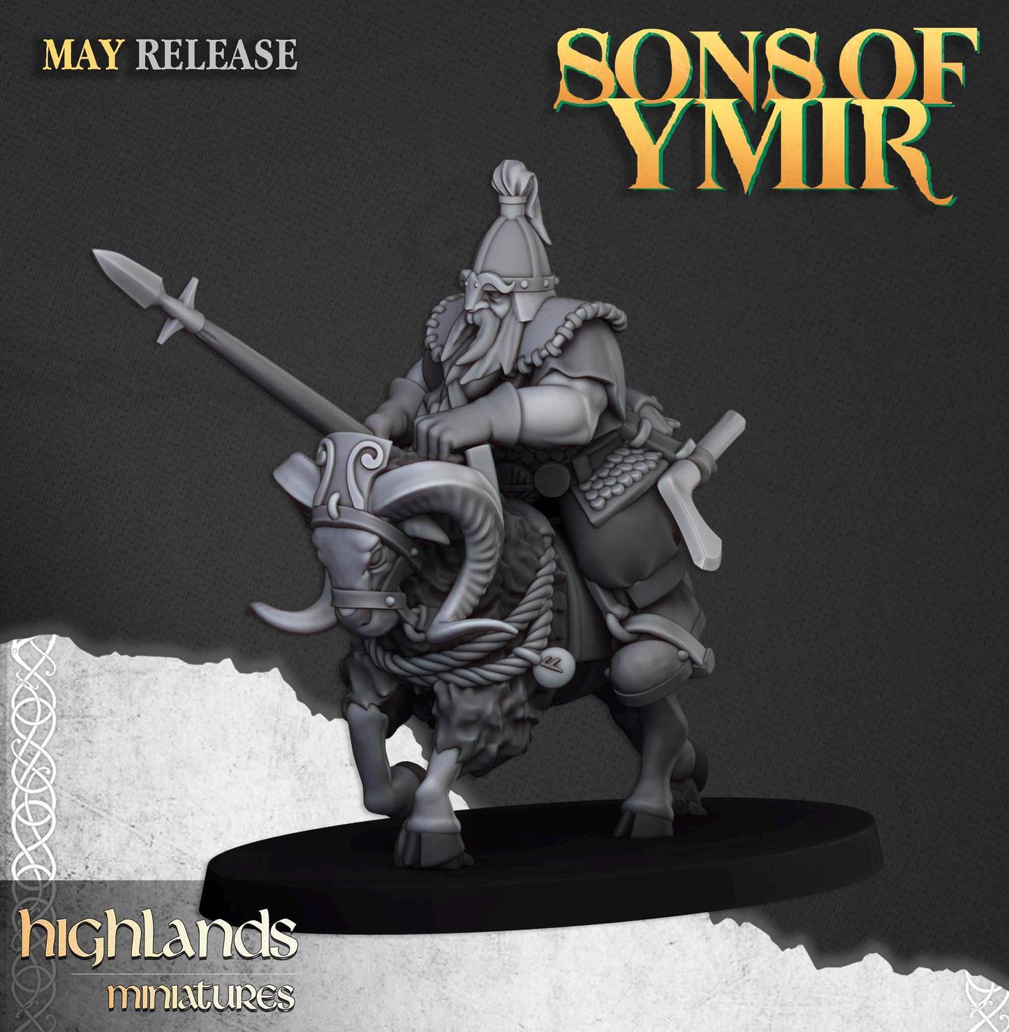 Mounted Dwarfs | Sons of Ymir | Highland Miniatures | 32mm Scale Resin Tabletop RPG Figures for Roleplaying and Wargaming