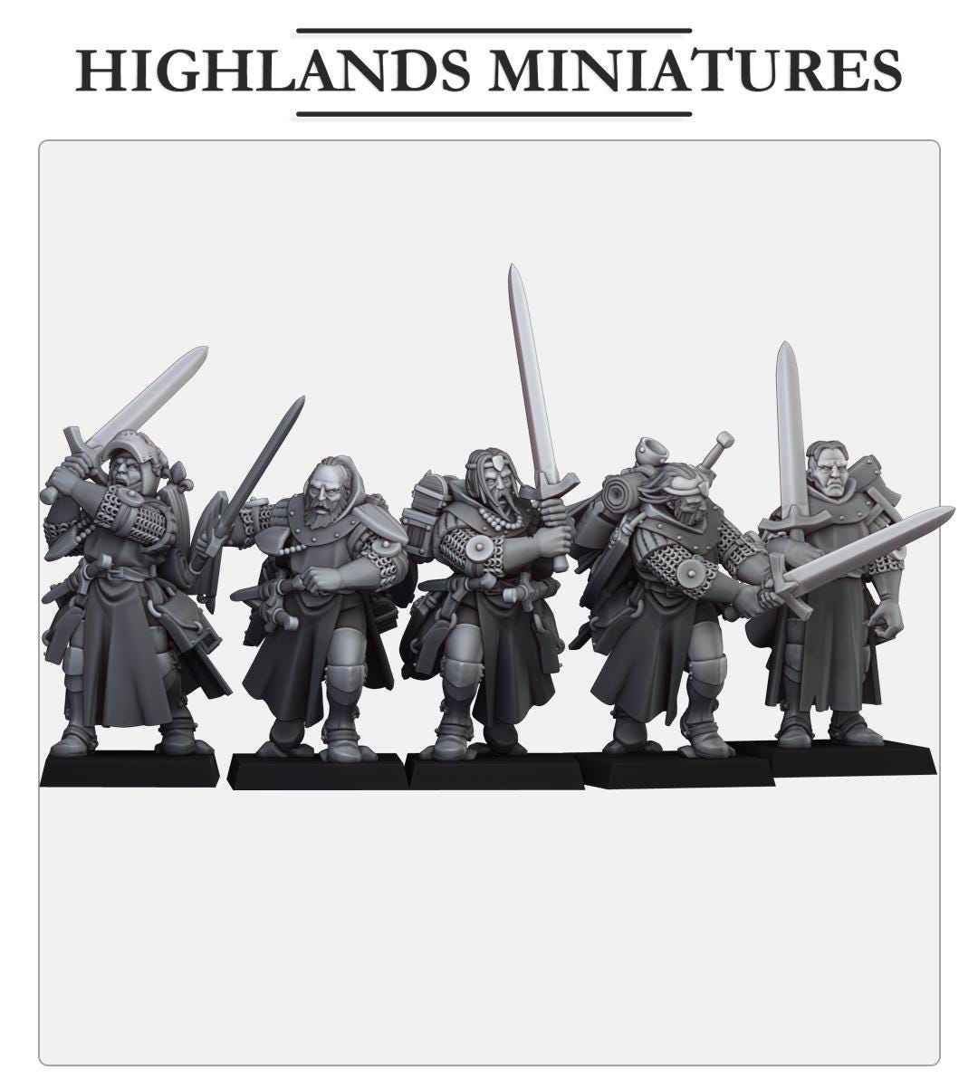 Dismounted Questing Knights | Sunland | Highland Miniatures | 32mm Scale Resin Tabletop RPG Figures for Roleplaying and Wargaming