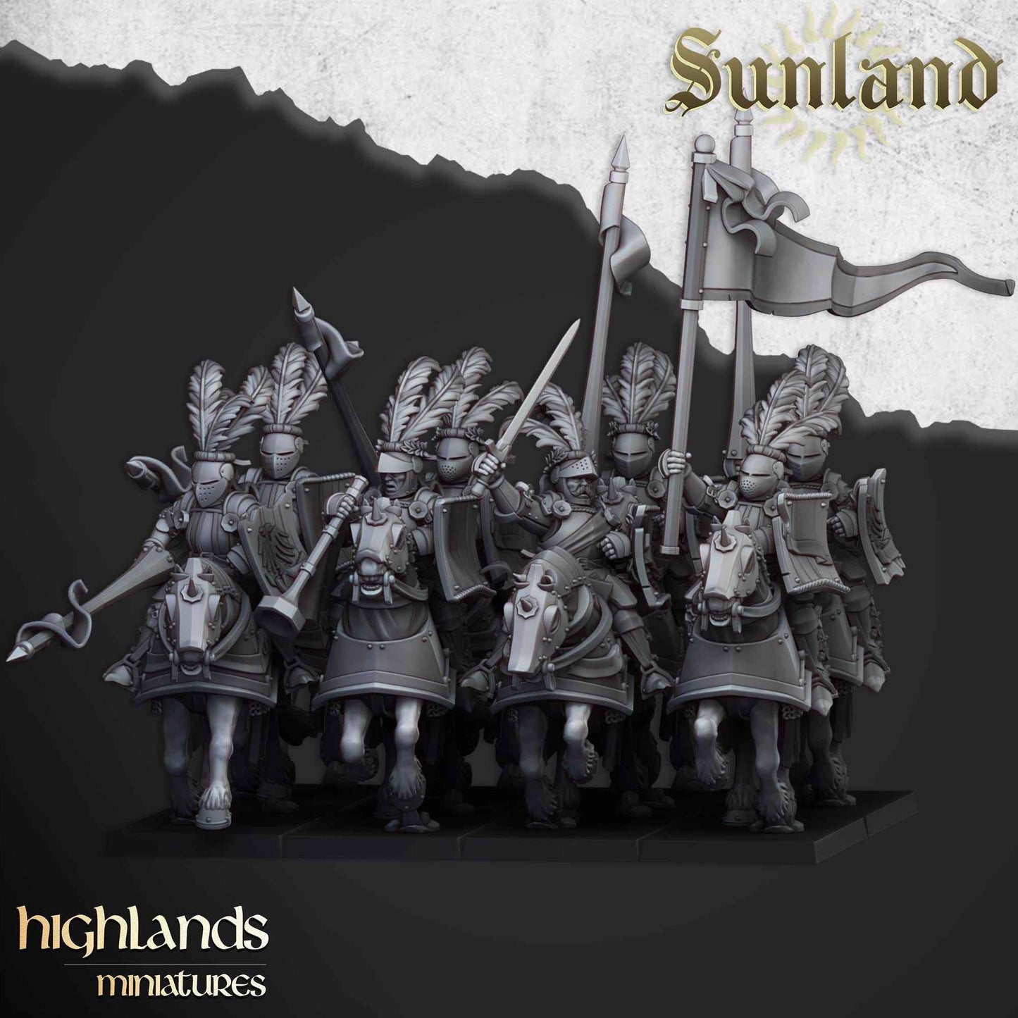 Sunland Cavalry | Sunland | Highland Miniatures | 32mm Scale Resin Tabletop RPG Figures for Roleplaying and Wargaming