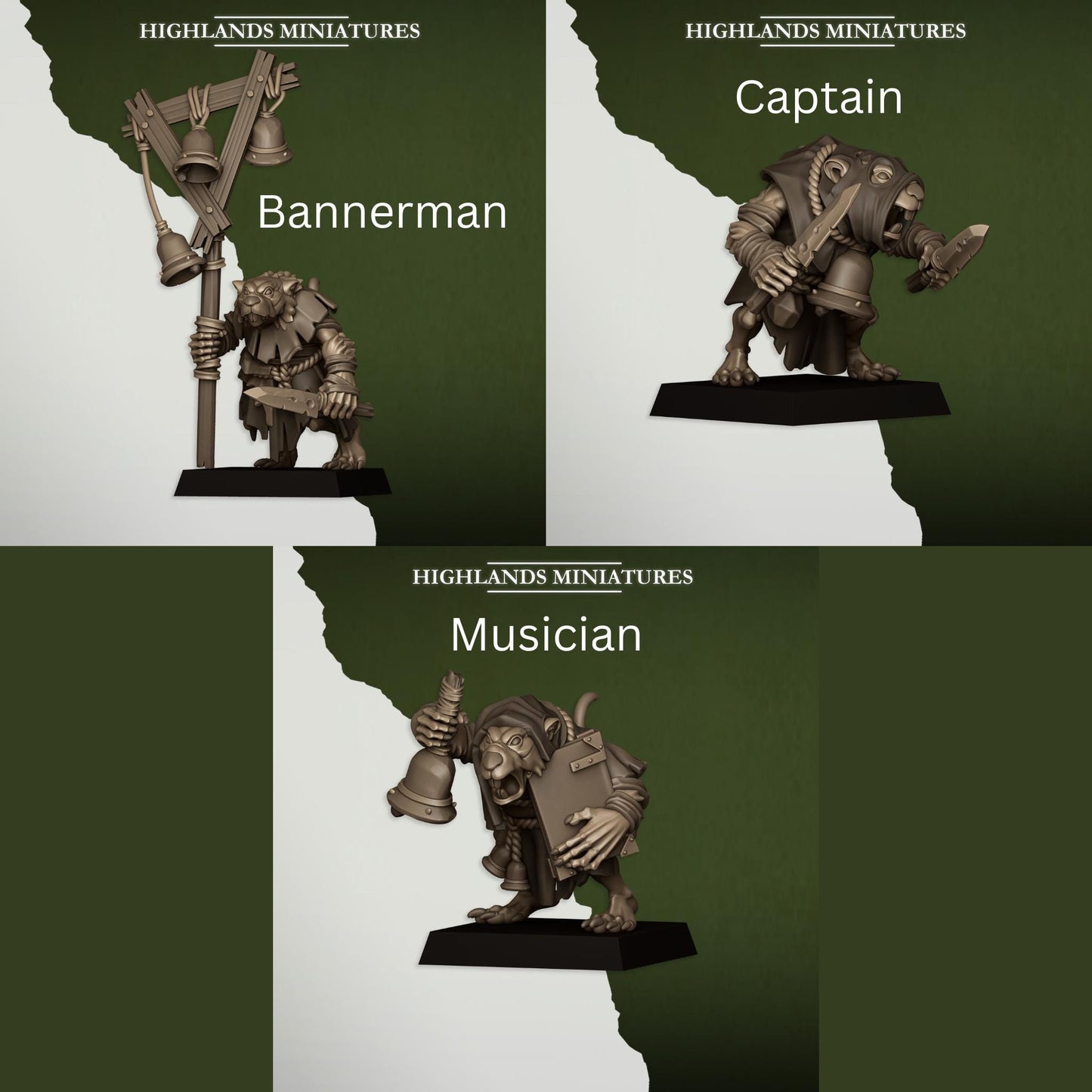 Vermin Acolytes | Vermin Reinforces | Highland Miniatures | 32mm Scale Resin TTRPG Figures for Roleplaying and Wargaming