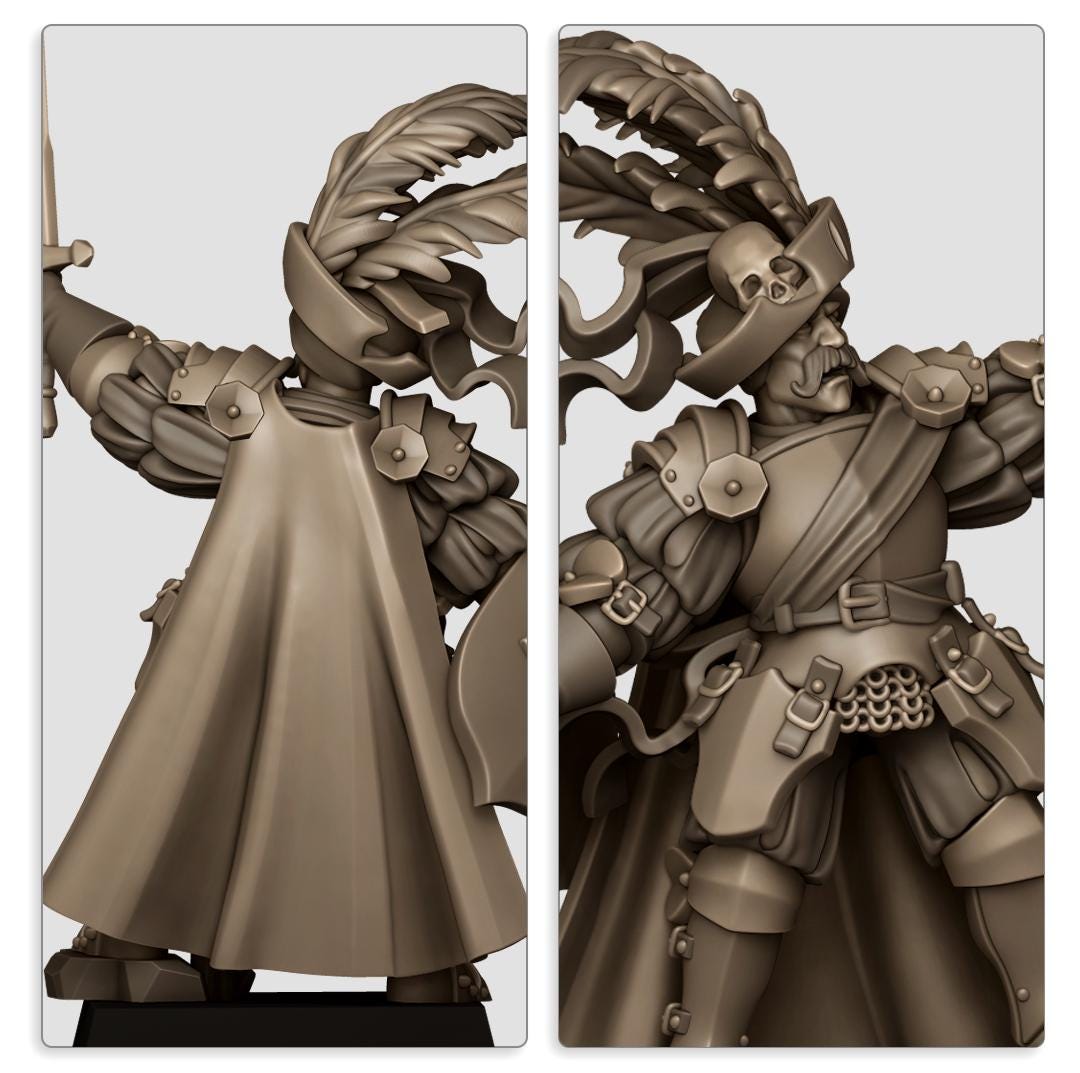 Sunland General on Foot | Sunland | Highland Miniatures | 32mm Scale Resin Tabletop RPG Figures for Roleplaying and Wargaming