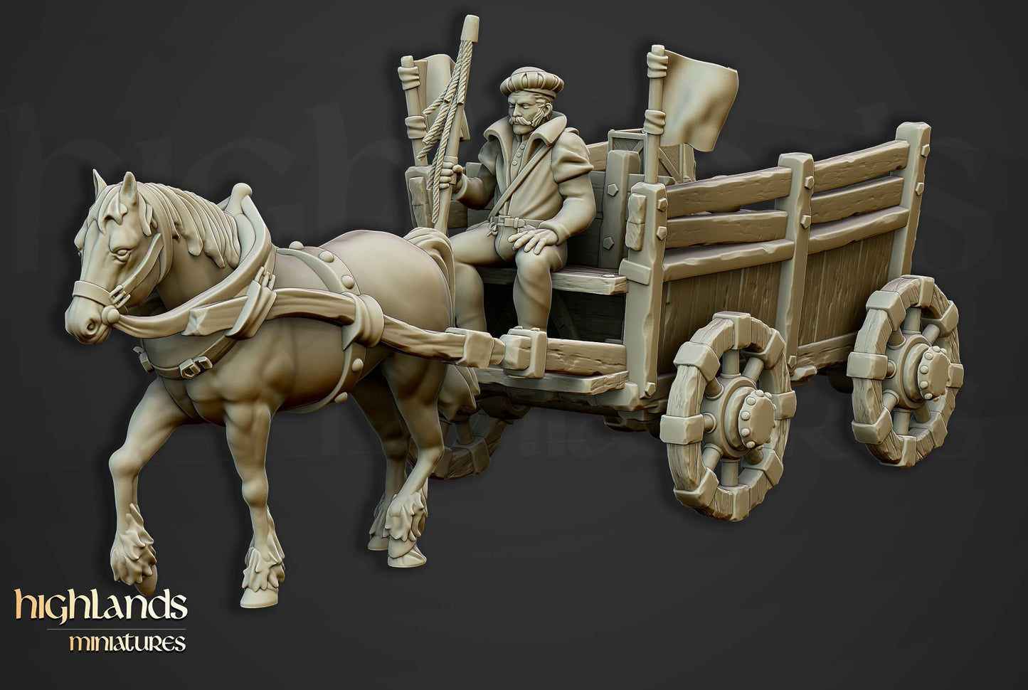 The Gold Wagon | Highland Miniatures | 32mm Scale Resin Tabletop RPG Figures for Roleplaying and Wargaming