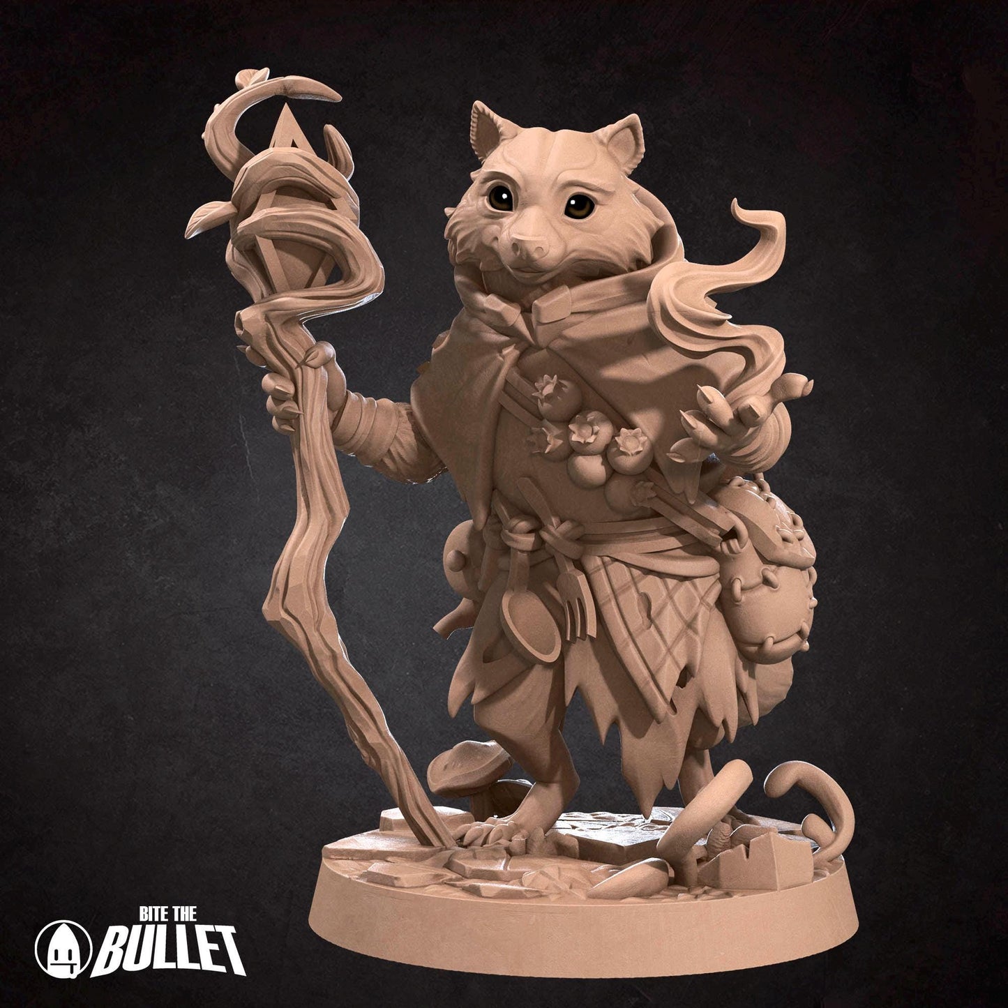 Raccoonfolk Druid | Grove Haven | Bite The Bullet | 35mm Scale | Resin Printed Tabletop RPG Miniature Figures | DND | 5E