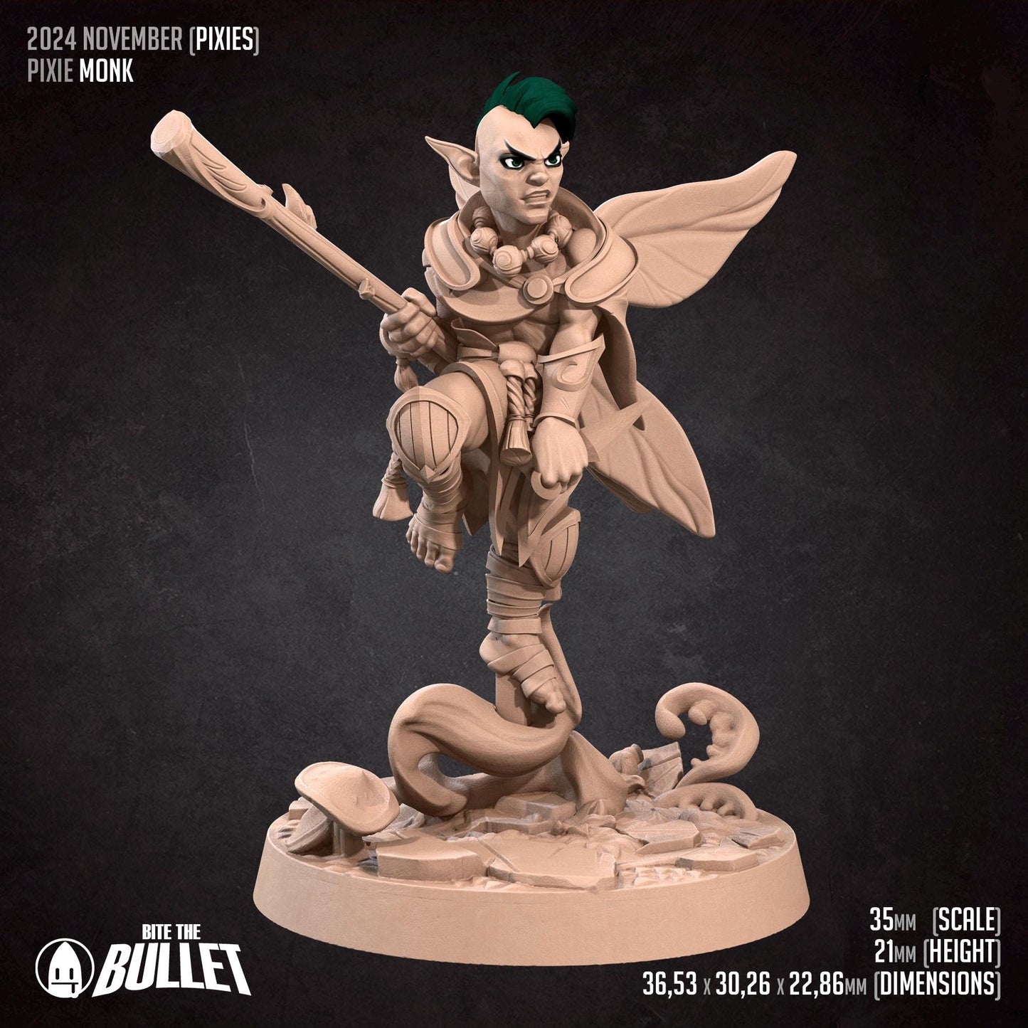 Pixie Monk | Pixies | Bite The Bullet | 35mm Scale | Resin Printed Tabletop RPG Miniature Figures | DND | 5E