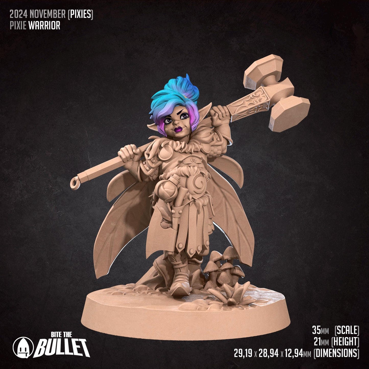 Pixie Warrior | Pixies | Bite The Bullet | 35mm Scale | Resin Printed Tabletop RPG Miniature Figures | DND | 5E