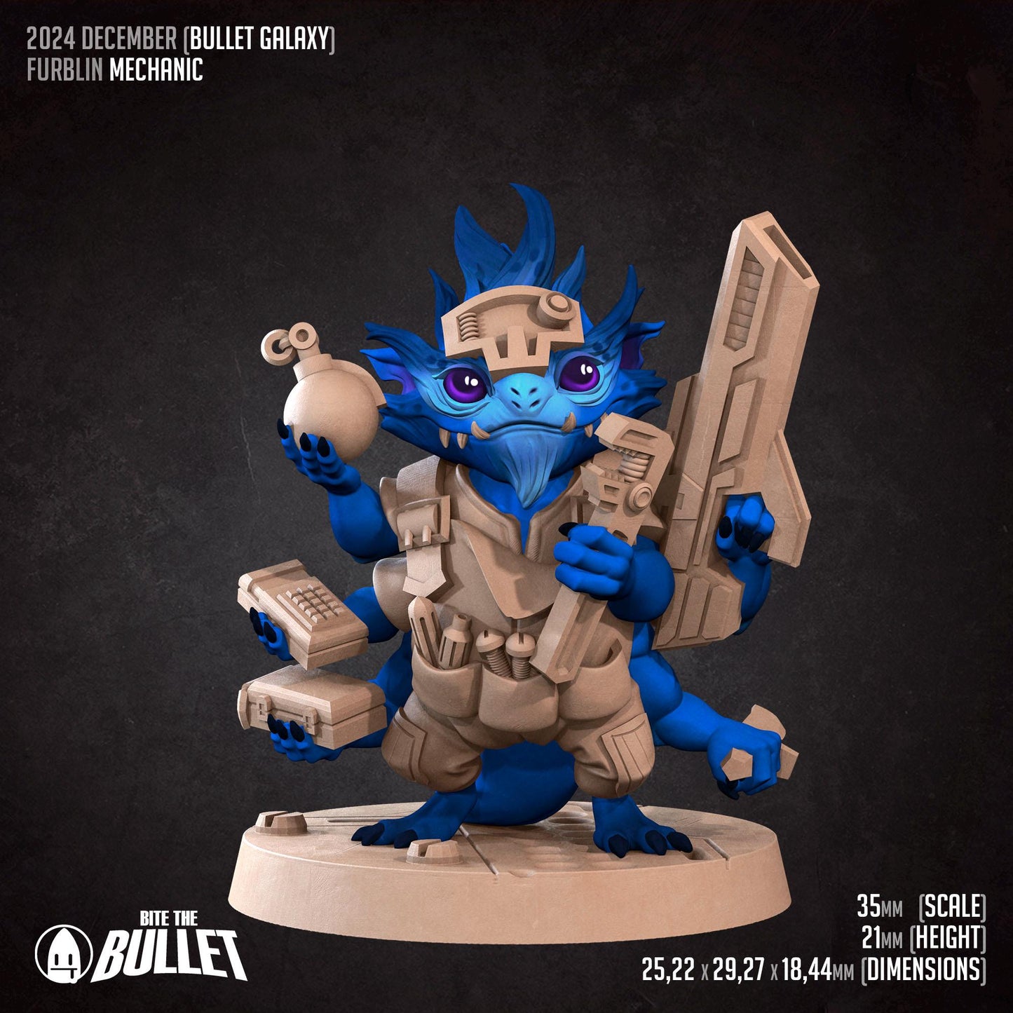 Furblin Mechanic | Bullet Galaxy | Bite The Bullet | 35mm Scale | Resin Printed Tabletop RPG Miniature Figures | DND | 5E