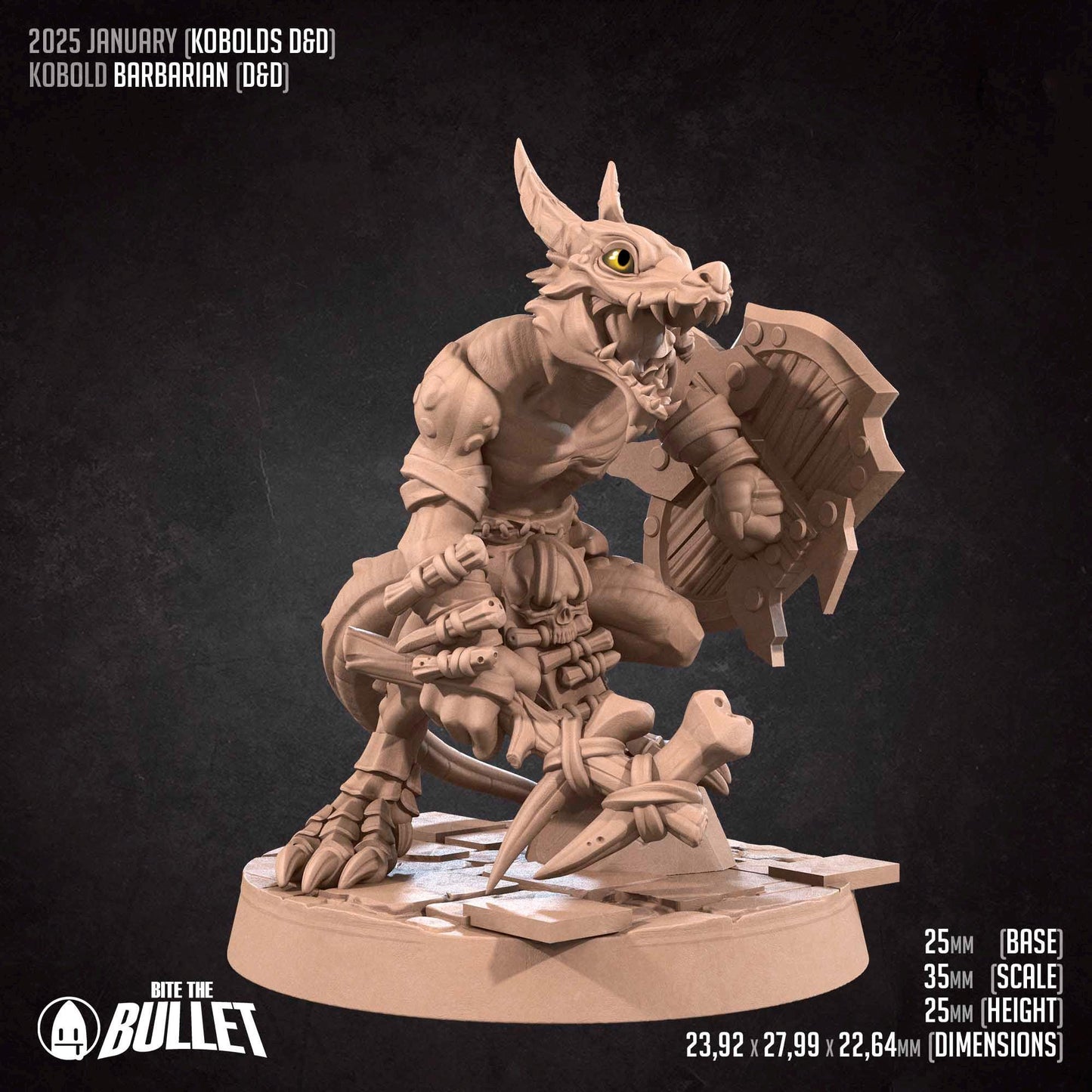 Kobold Barbarian | Kobolds D&D | Bite The Bullet | 35mm Scale | Resin Printed Tabletop RPG Miniature Figures | DND | 5E