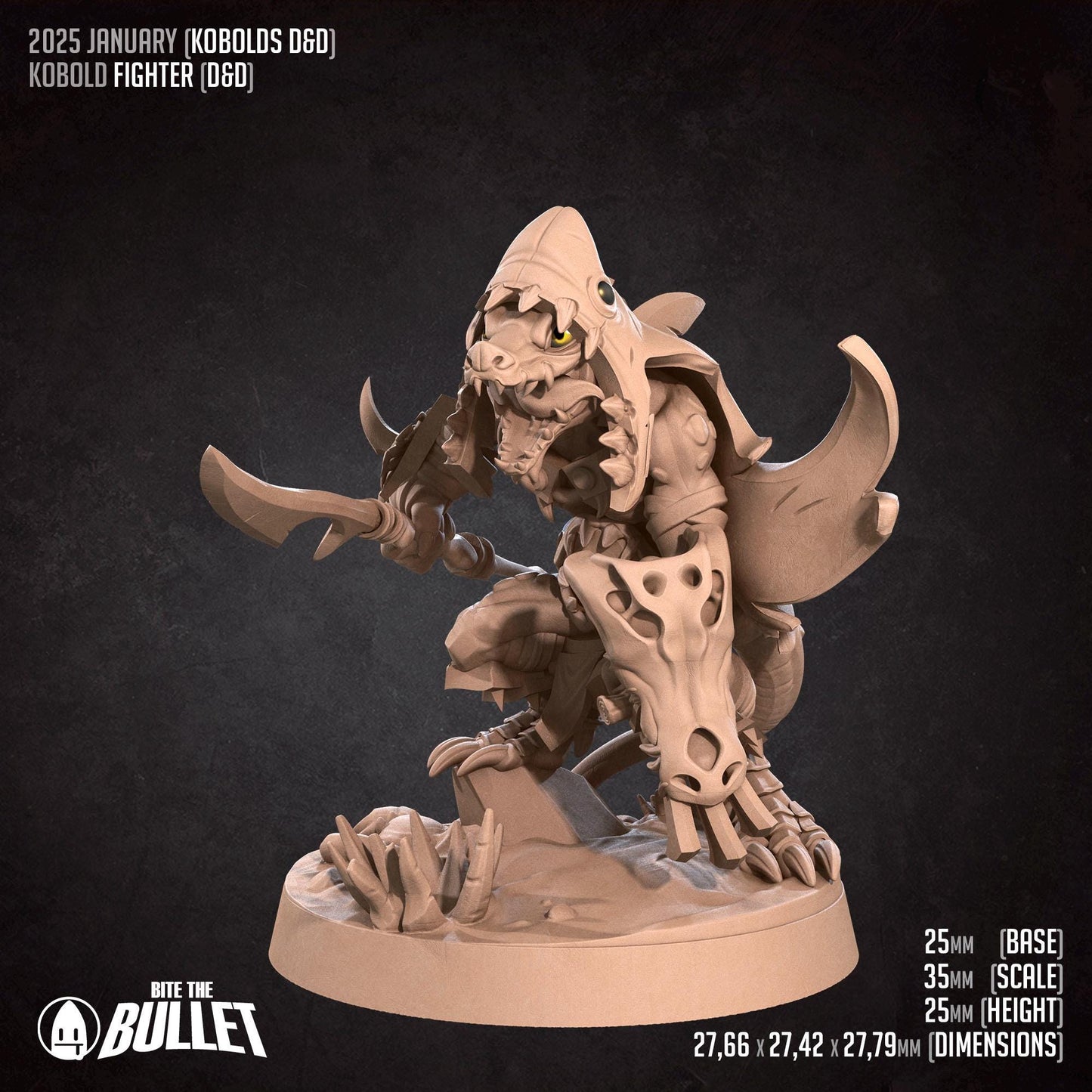 Kobold Fighter | Kobolds D&D | Bite The Bullet | 35mm Scale | Resin Printed Tabletop RPG Miniature Figures | DND | 5E