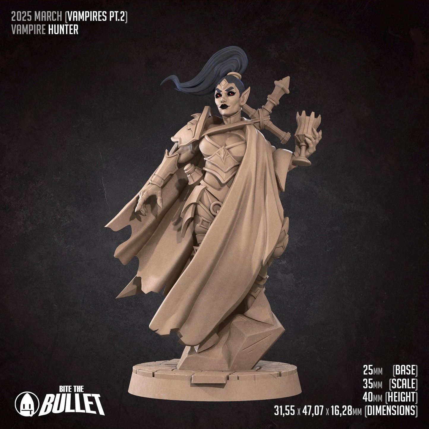 Vampire Hunter | Vampires Pt. 2 | Bite The Bullet | 35mm Scale | Resin Printed Tabletop RPG Miniature Figures | DND | 5E