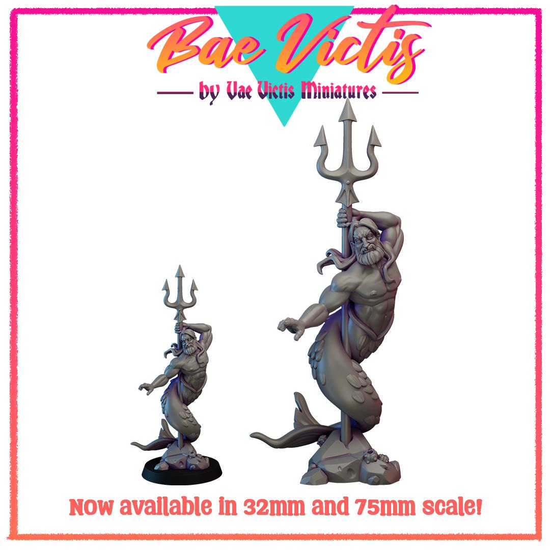 Merman | Bae Victis | Vae Victis Miniatures | 32mm and 75mm Scale Resin Printed Tabletop RPG Figures for Tabletop RPG's