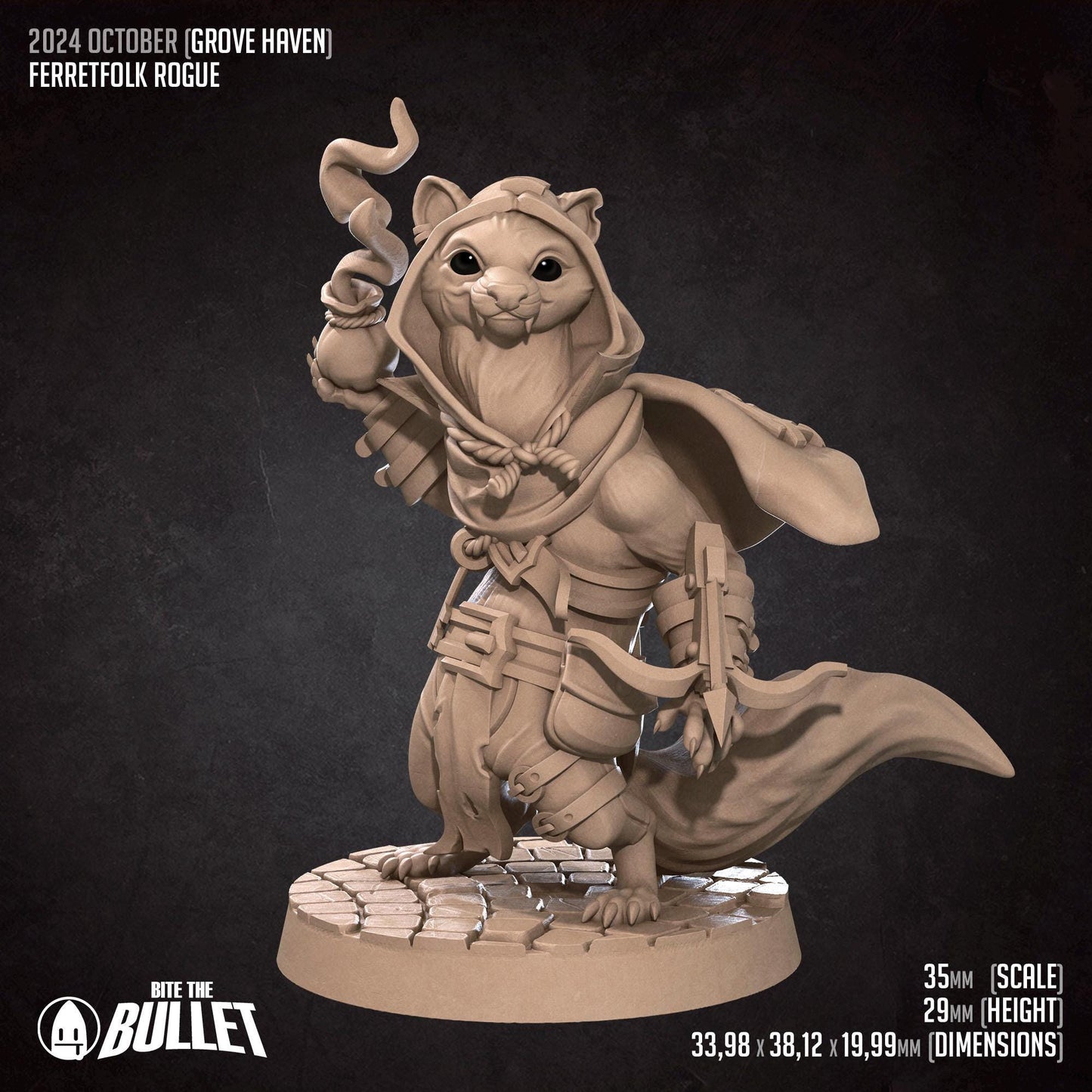 Ferretfolk Rogue | Grove Haven | Bite The Bullet | 35mm Scale | Resin Printed Tabletop RPG Miniature Figures | DND | 5E