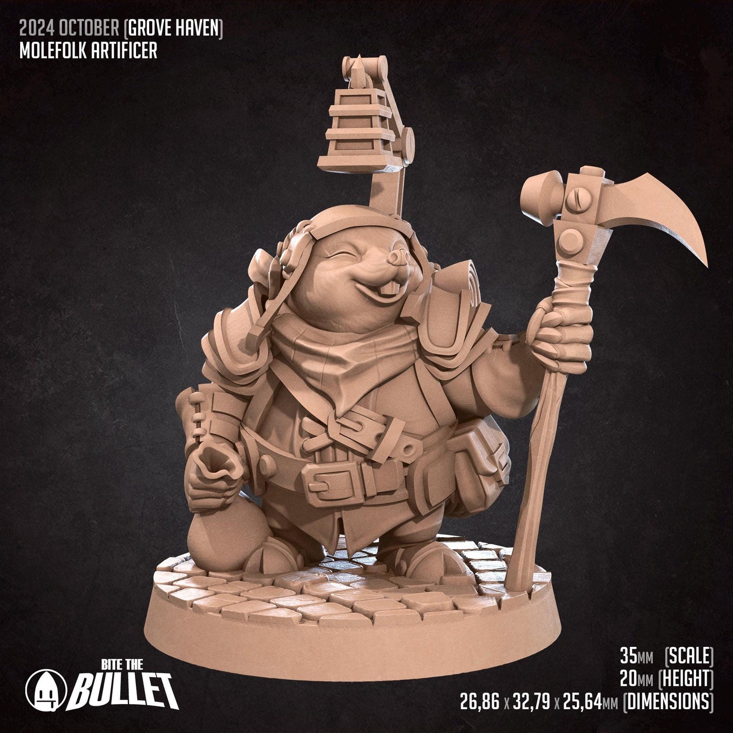 Molefolk Artificer | Grove Haven | Bite The Bullet | 35mm Scale | Resin Printed Tabletop RPG Miniature Figures | DND | 5E