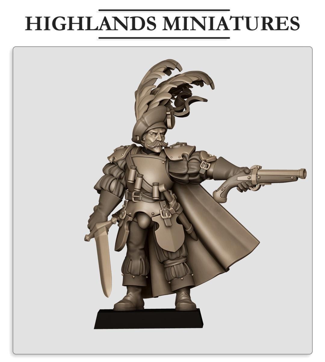 Sunland Captain 2 | Sunland | Highland Miniatures | 32mm Scale Resin Tabletop RPG Figures for Roleplaying and Wargaming