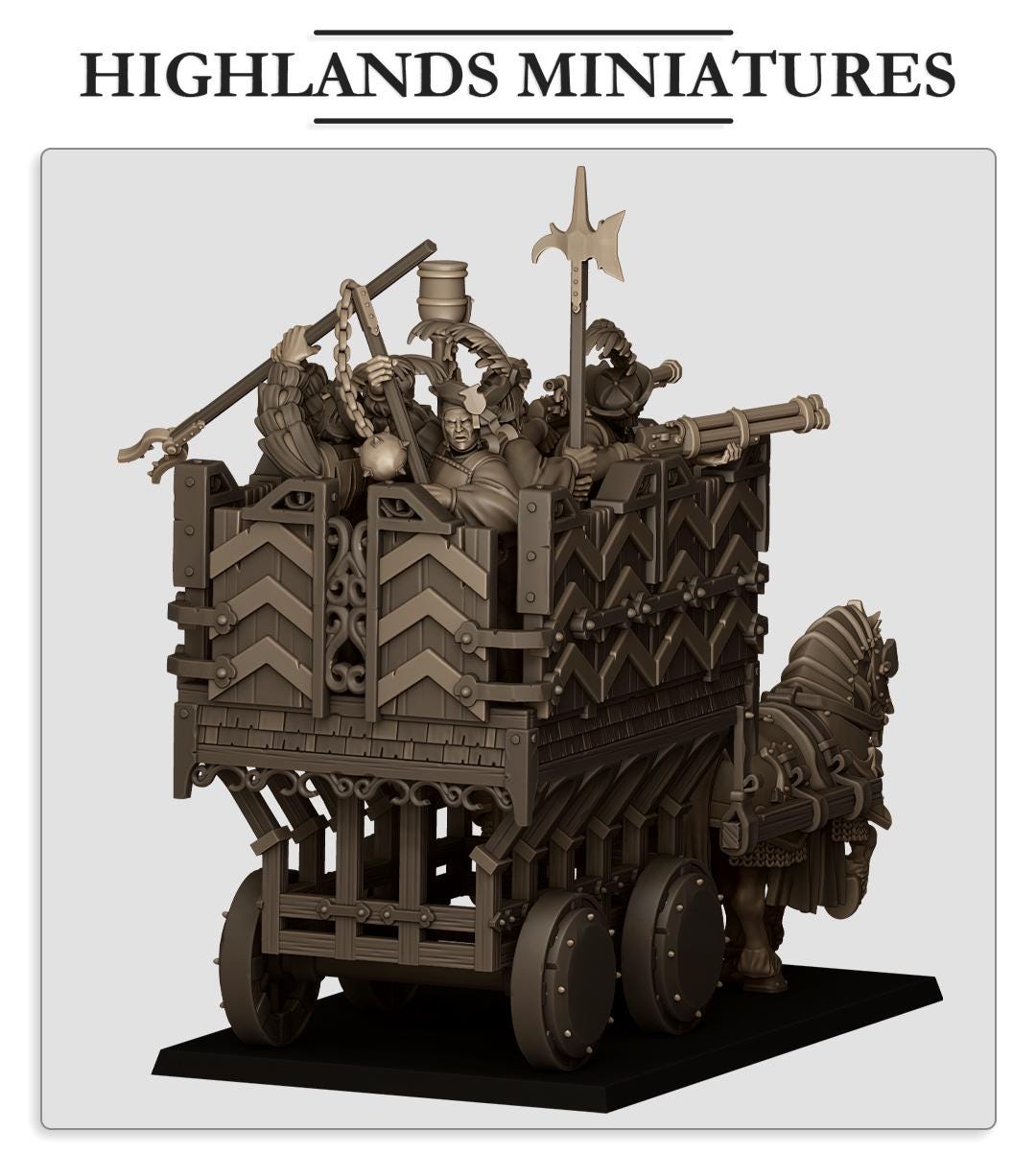 Sunland Armored Wagon | Sunland | Highland Miniatures | 32mm Scale Resin Tabletop RPG Figures for Roleplaying and Wargaming