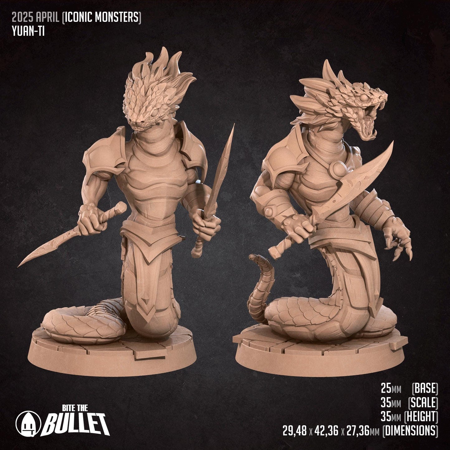 Yuan Ti | Iconic Monsters | Bite The Bullet | 35mm Scale | Resin Printed Tabletop RPG Miniature Figures | DND | 5E