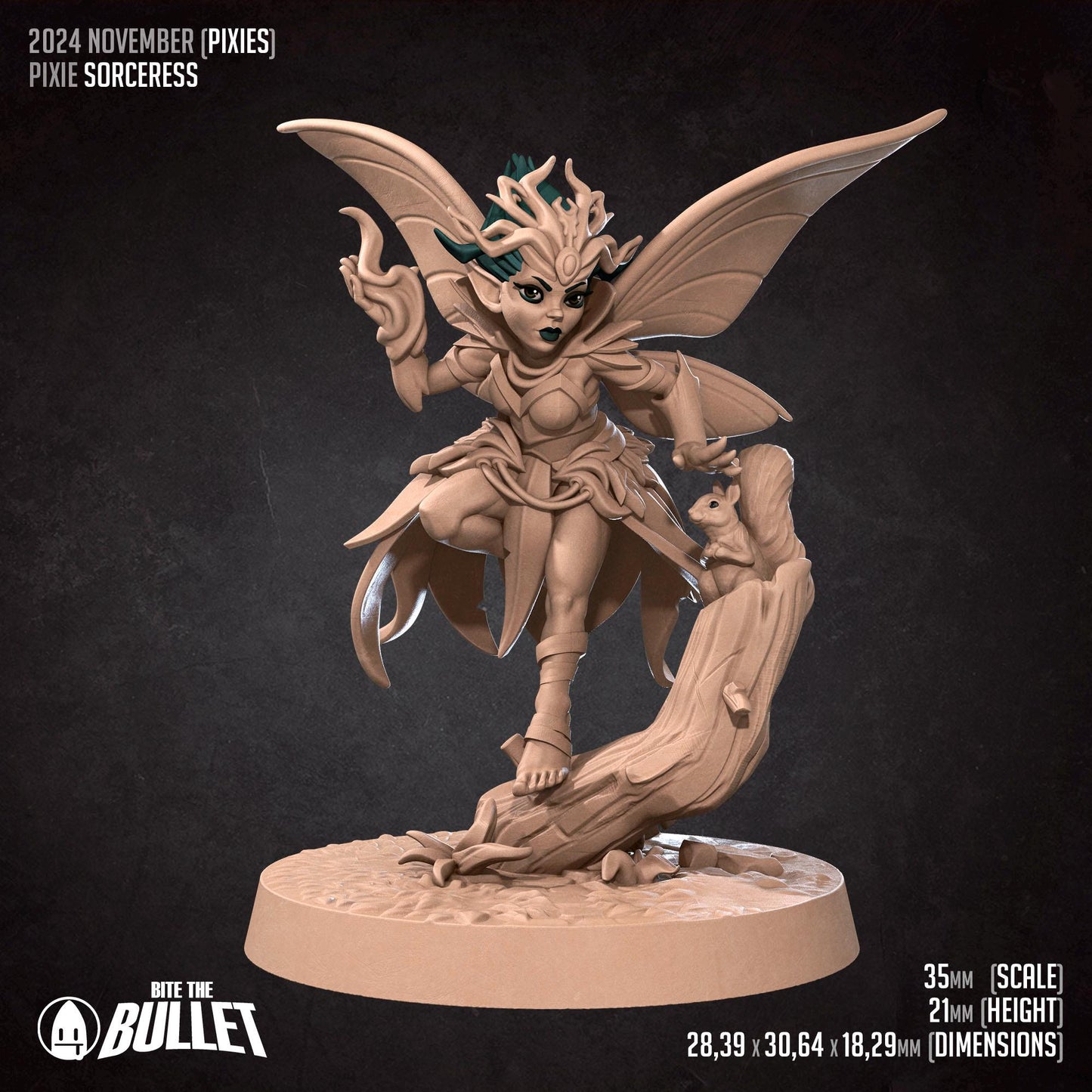 Pixie Sorceress | Pixies | Bite The Bullet | 35mm Scale | Resin Printed Tabletop RPG Miniature Figures | DND | 5E