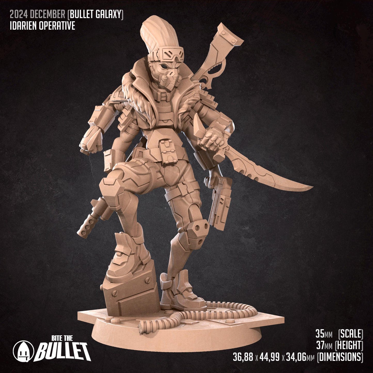 Idarien Operative | Bullet Galaxy | Bite The Bullet | 35mm Scale | Resin Printed Tabletop RPG Miniature Figures | DND | 5E