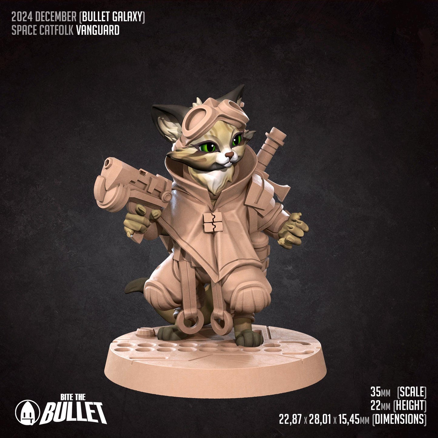 Space Catfolk Vanguard | Bullet Galaxy | Bite The Bullet | 35mm Scale | Resin Printed Tabletop RPG Miniature Figures | DND | 5E