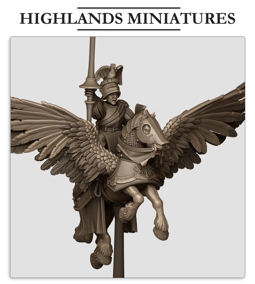 Sunland General On Pegasus | Sunland | Highland Miniatures | 32mm Scale Resin Tabletop RPG Figures for Roleplaying and Wargaming