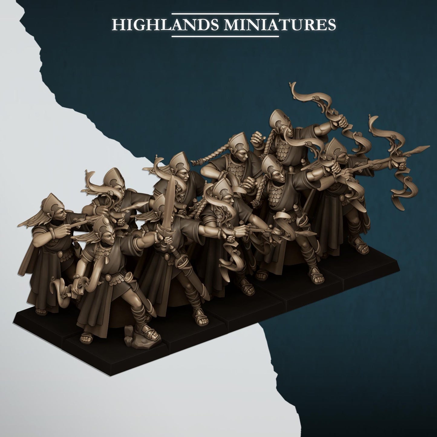 Aegean Maids | Aegean Elves | Highland Miniatures | 32mm Scale Resin Tabletop RPG Figures for Roleplaying and Wargaming